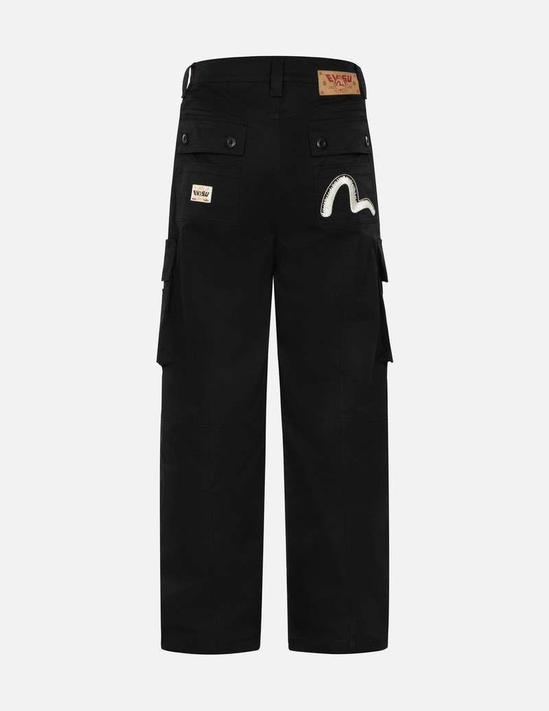 EVISU KAMON AND SEAGULL EMBROIDERY LOOSE FIT CARGO PANTS outlook