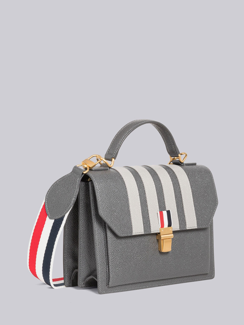 PEBBLE GRAIN LEATHER 4-BAR TOP HANDLE SMALL SCHOOL BAG 3