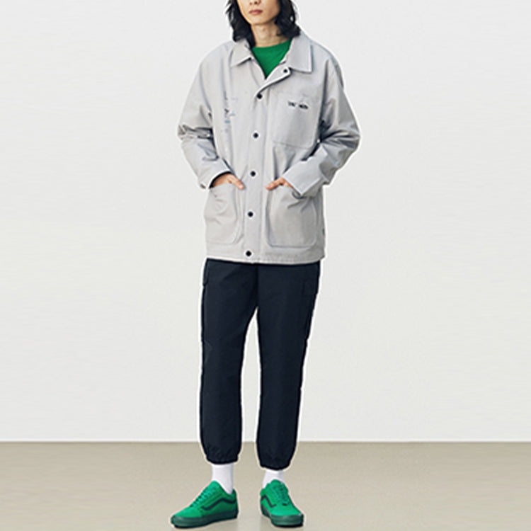 Men's Vans Series Skateboard Logo Printing Sports Jacket Gray VN0A5F5SSLV1 - 3
