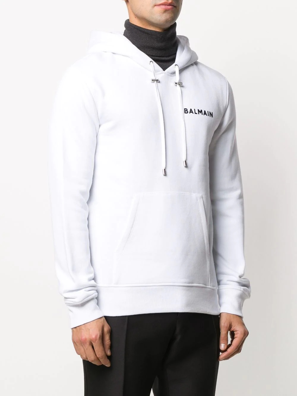 flocked logo cotton hoodie - 3