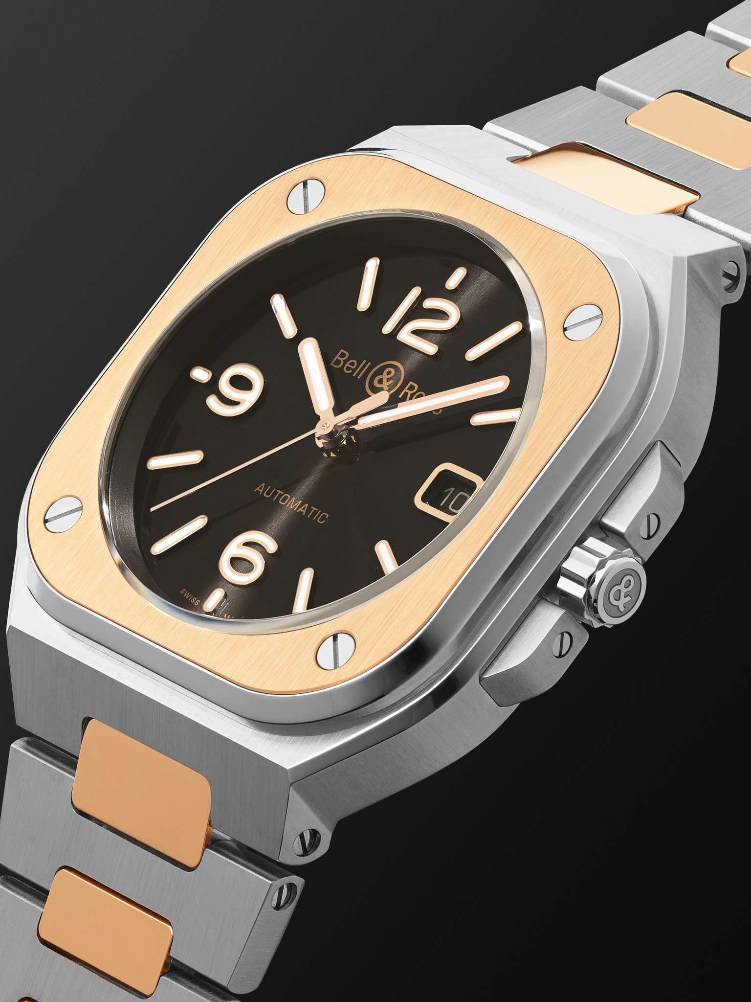 BR 05 Black Steel and Gold Automatic 40mm 18-Karat Rose Gold and Steel Watch, Ref. No. BR05A-BL-STPG - 4