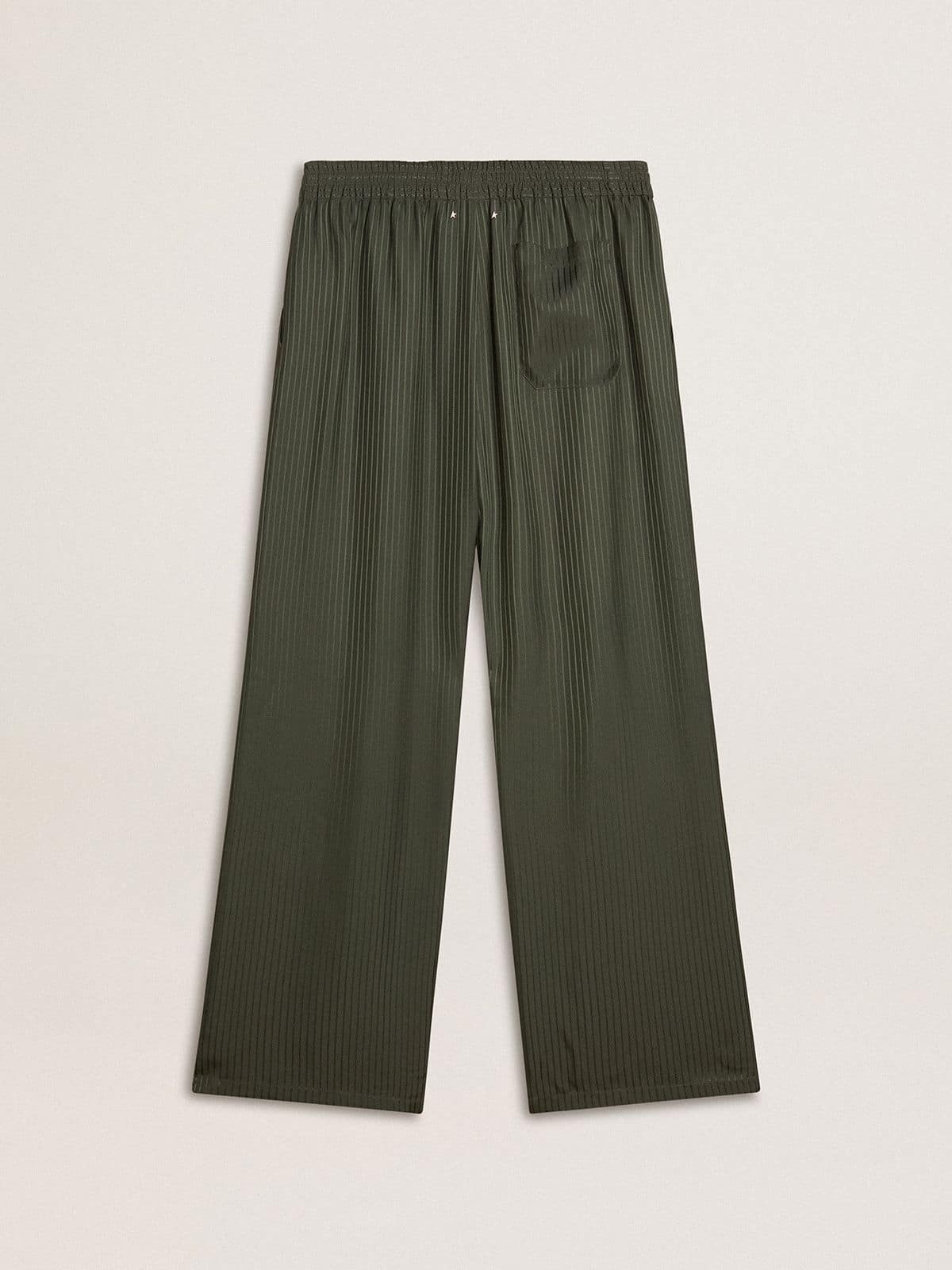 Men's dark green joggers with vertical stripes - 6
