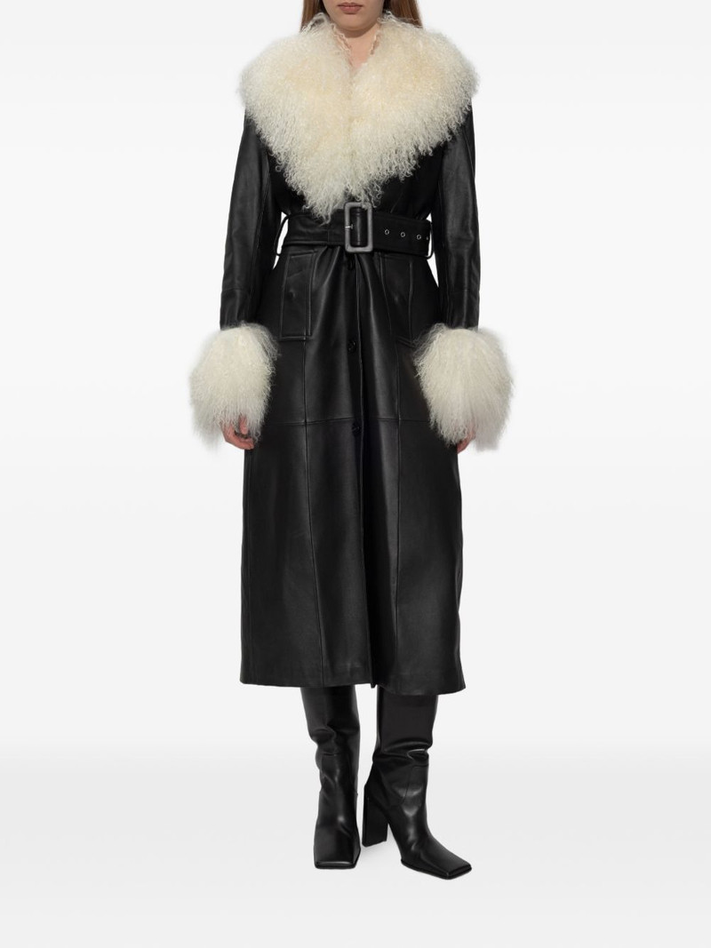 Monica fur-trim belted coat 3