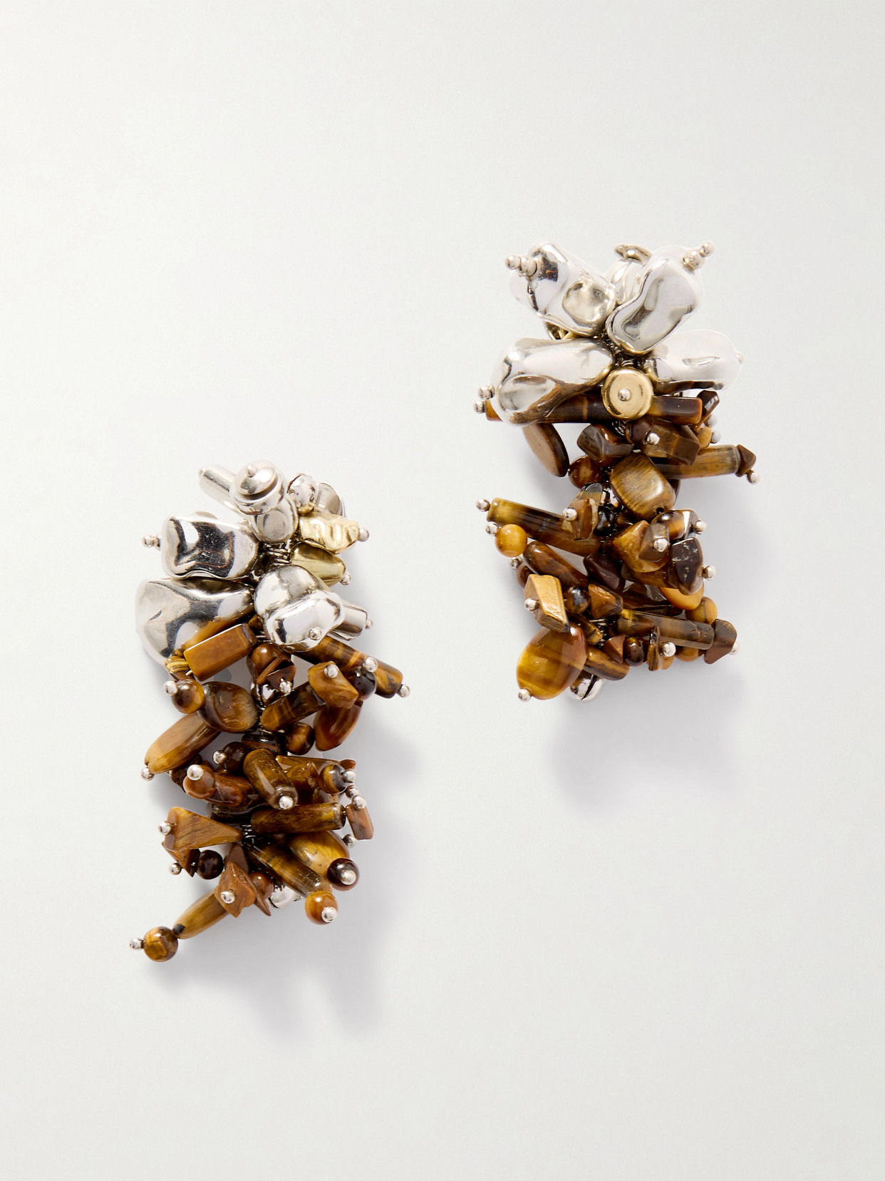 Silver- And Gold-tone Tiger's Eye Earrings - 1