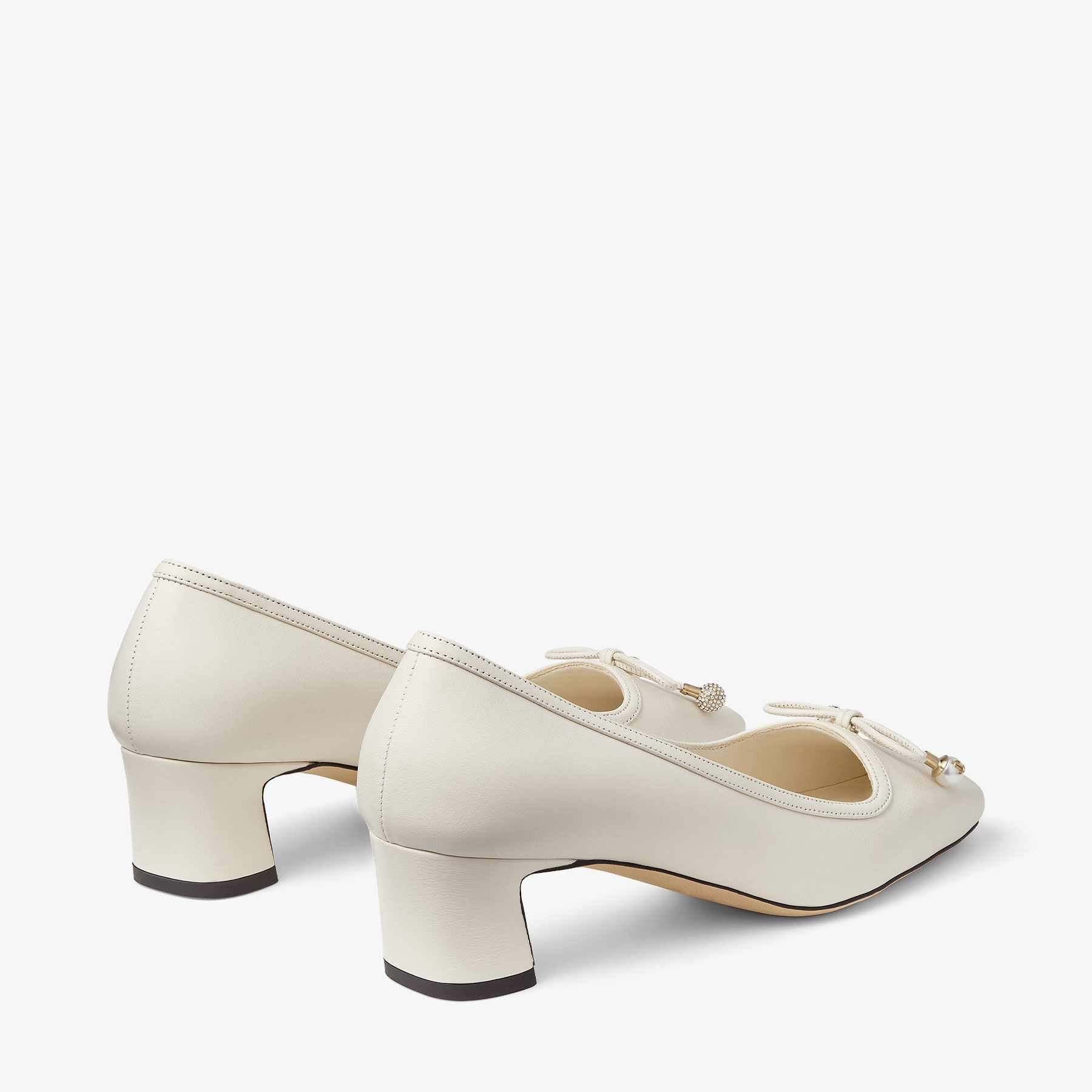 JIMMY CHOO Elme 45 Latte Nappa Leather Pumps | REVERSIBLE