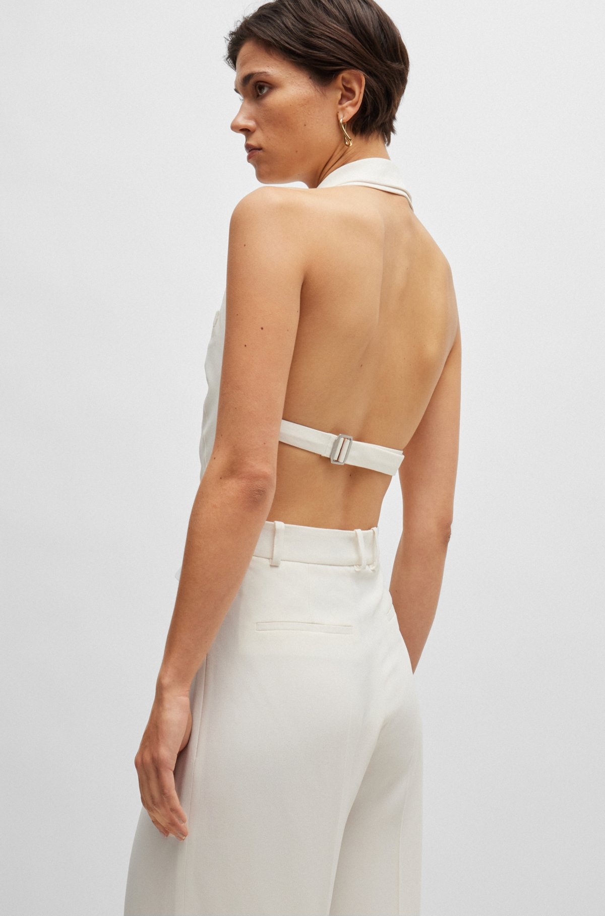 HALTERNECK JUMPSUIT WITH PEAK LAPELS - 6