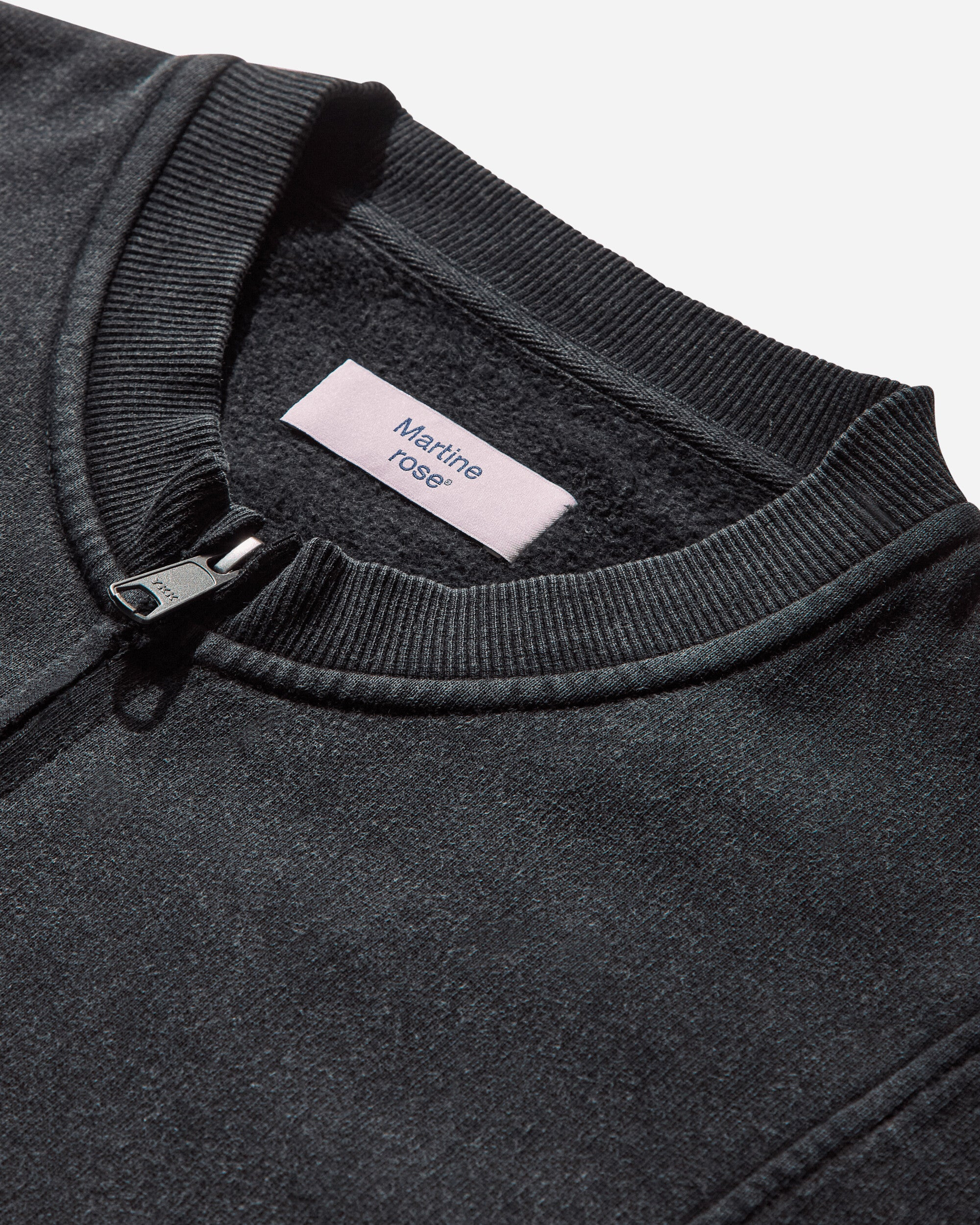 Men's Shrunken Zip Up Crewneck Sweatshirt Washed Black - 3