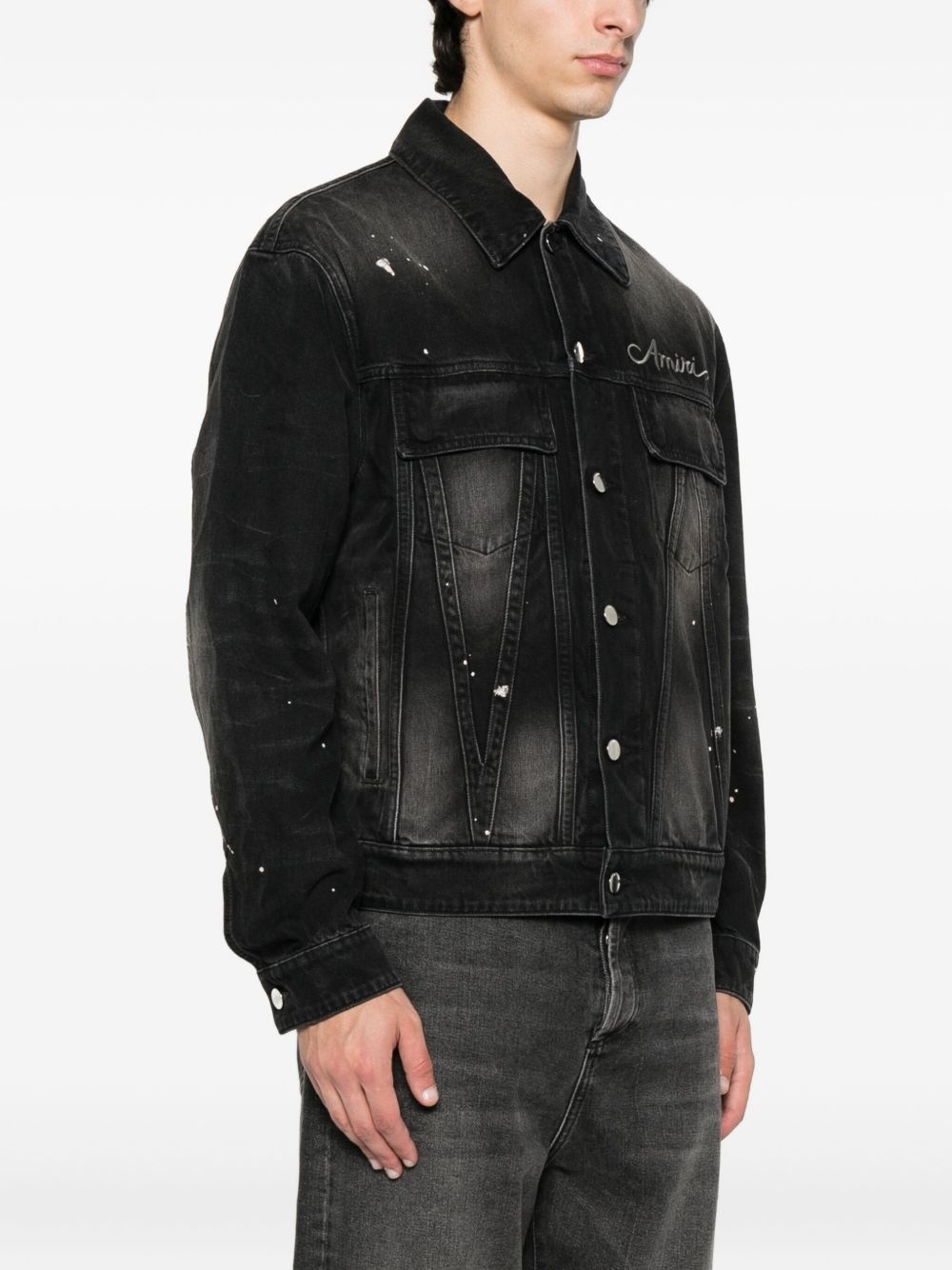 paint-splatter denim jacket - 4