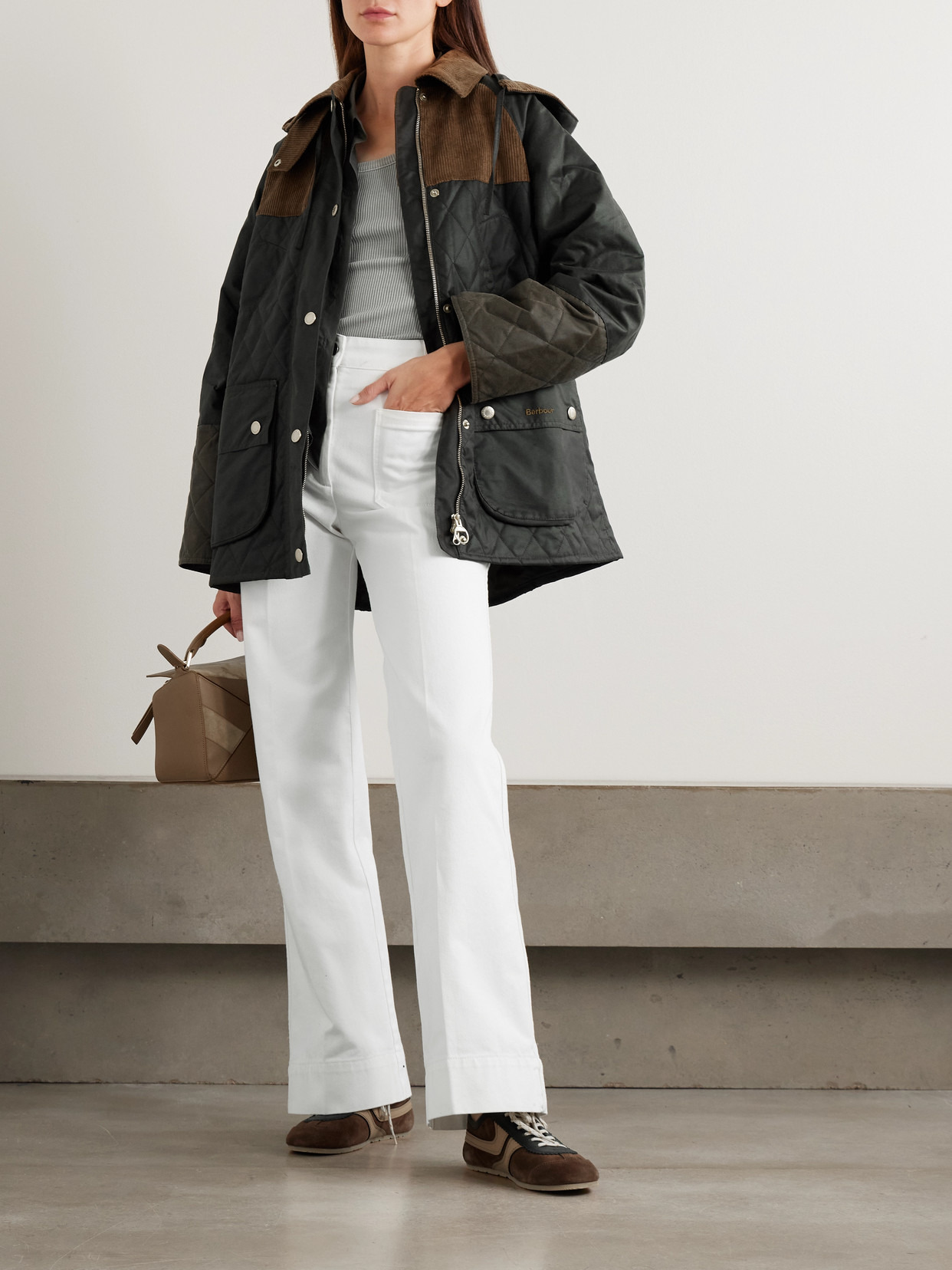 Imelda Hooded Corduroy-trimmed Waxed-cotton And Quilted Shell Jacket - 2