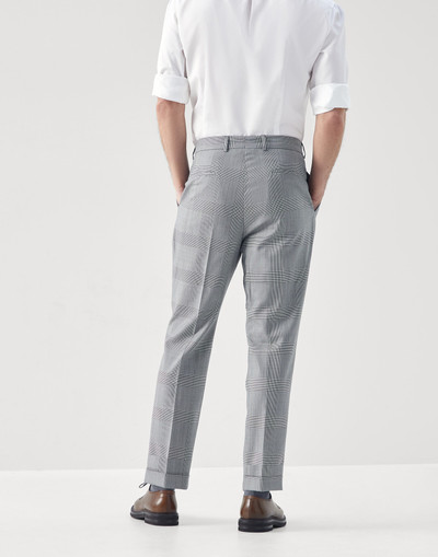 Brunello Cucinelli Virgin wool Prince of Wales leisure fit trousers with pleat outlook