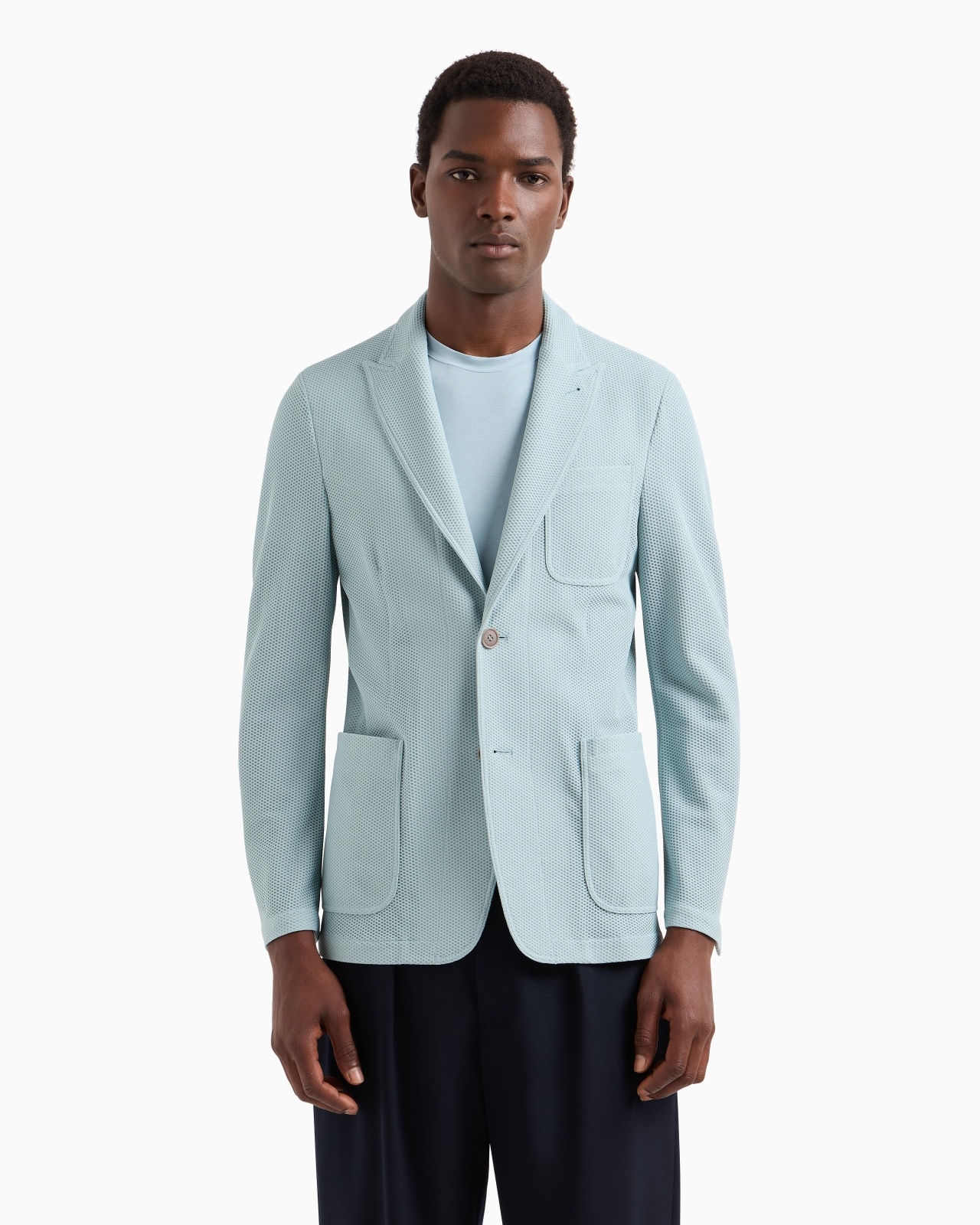 SINGLE-BREASTED JACKET IN TECHNICAL WAFFLE FABRIC - 4