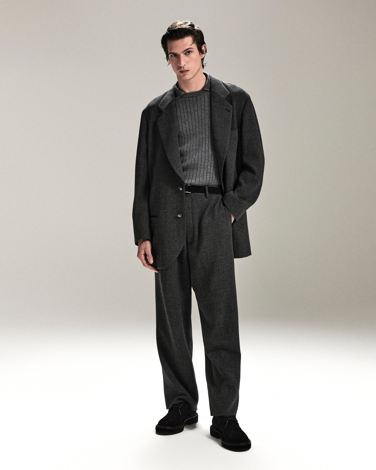 HERITAGE LINE SINGLE-BREASTED JACKET IN CHEVRON JACQUARD STRETCH VIRGIN WOOL - 6