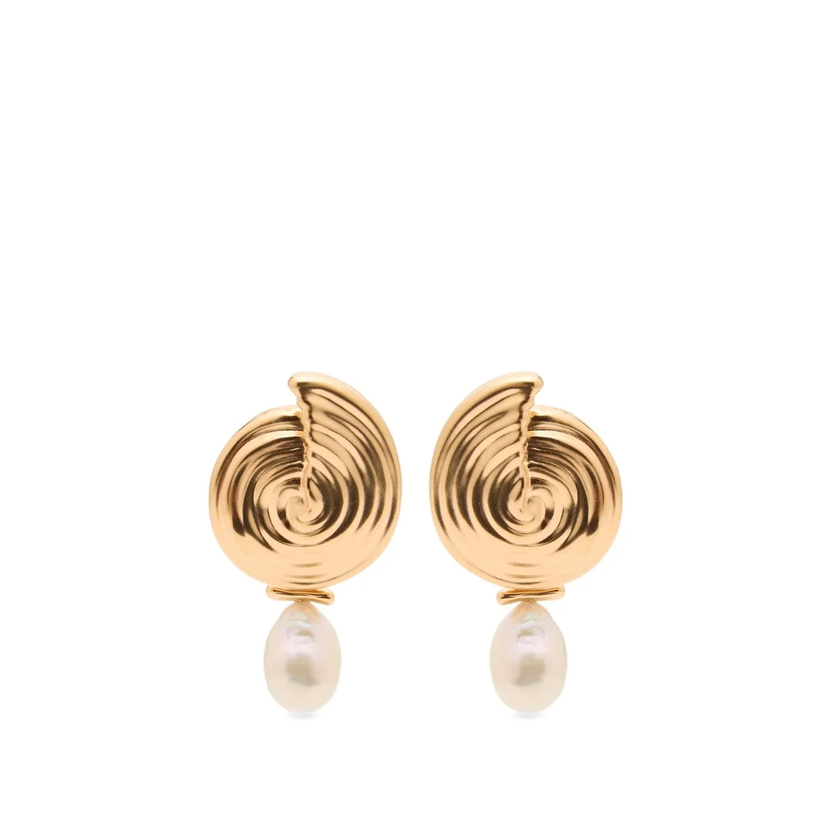 Missoma Spiral Interchangeable Pearl Drop Earrings - 1