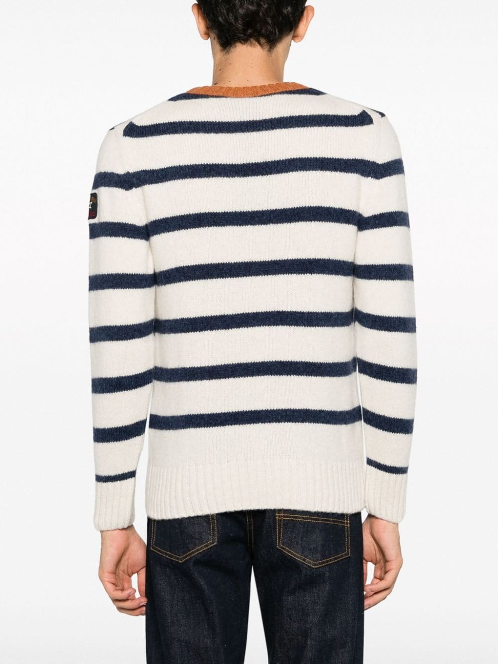 logo-patch striped jumper - 4