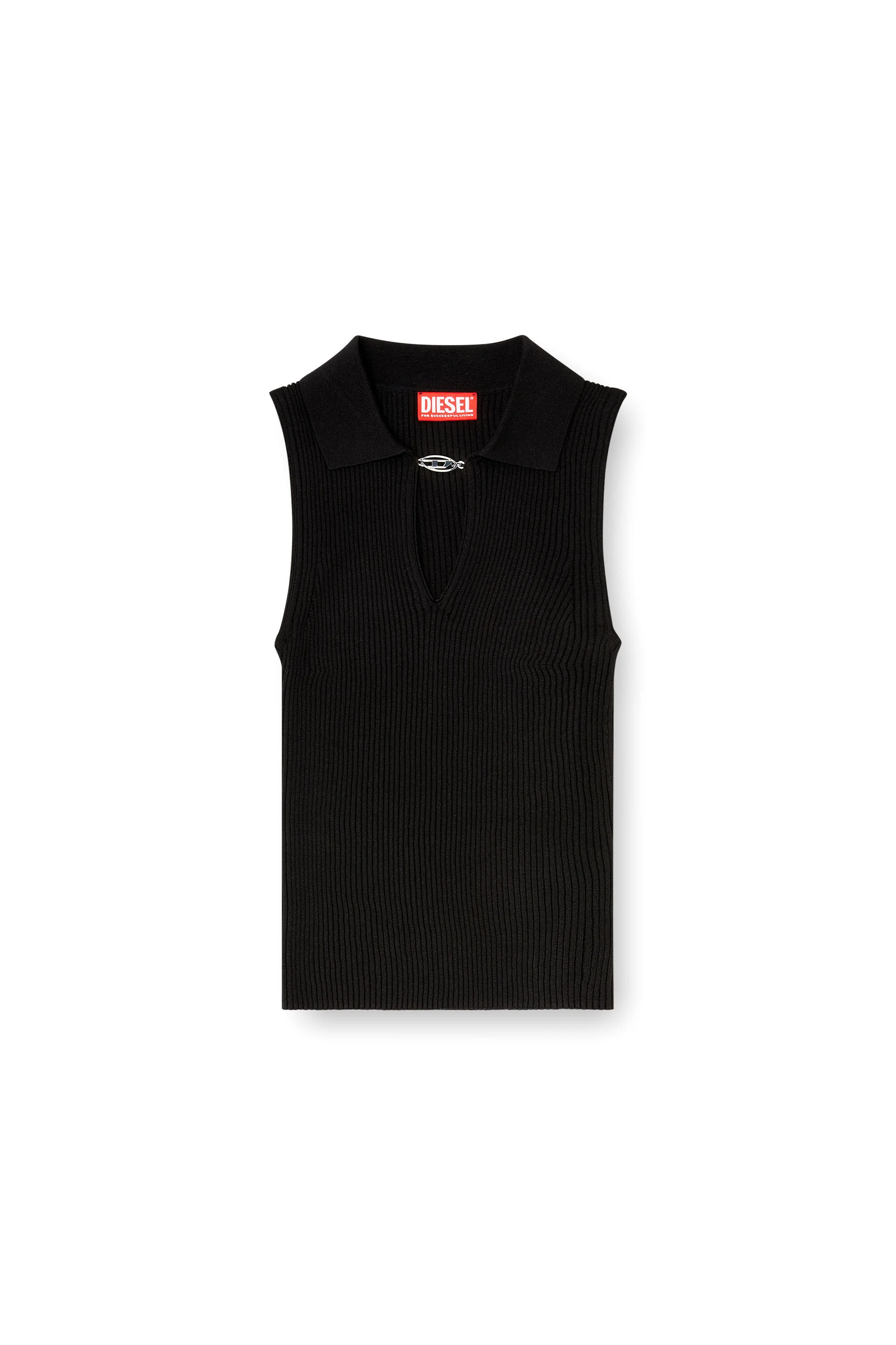 SLEEVELESS RIB-KNIT POLO TOP IN SILK BLEND - 1