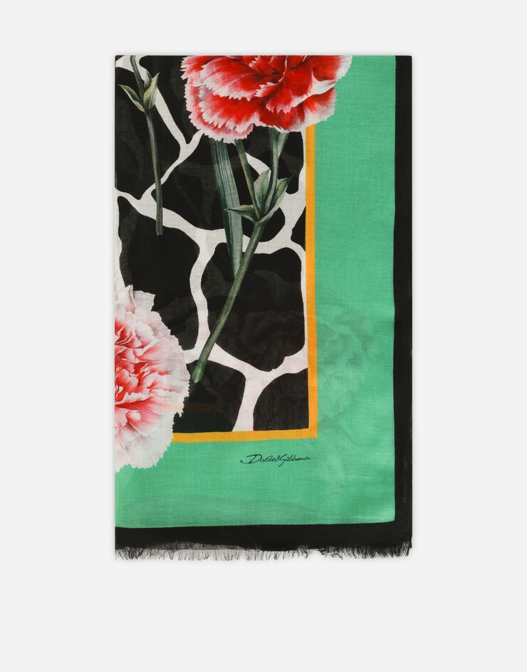 Carnation-print modal and cashmere scarf (135 x 200) - 1