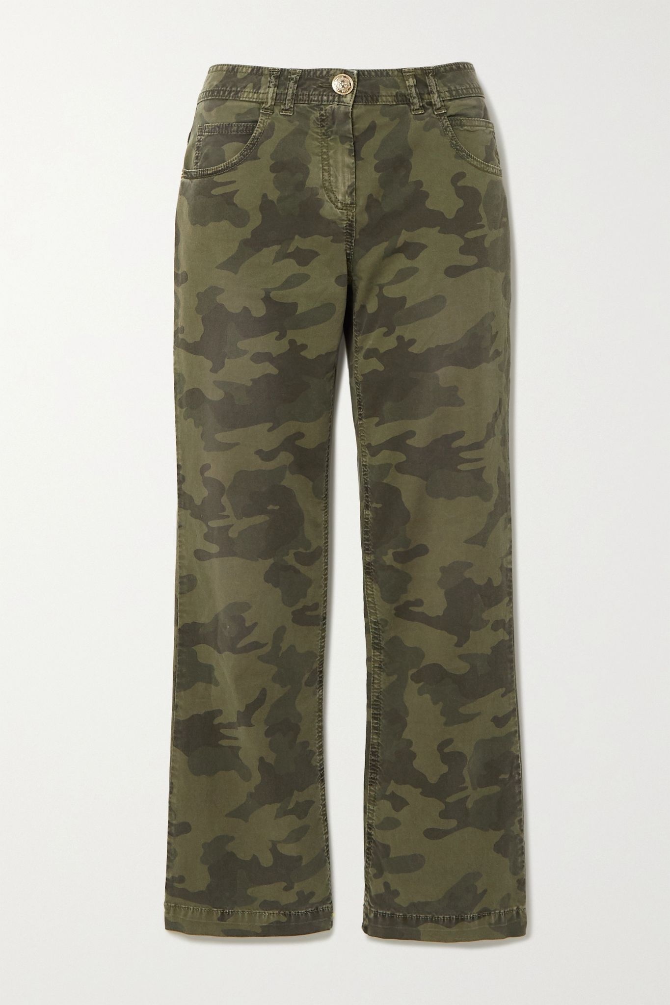 Camouflage-print high-rise straight-leg jeans - 1