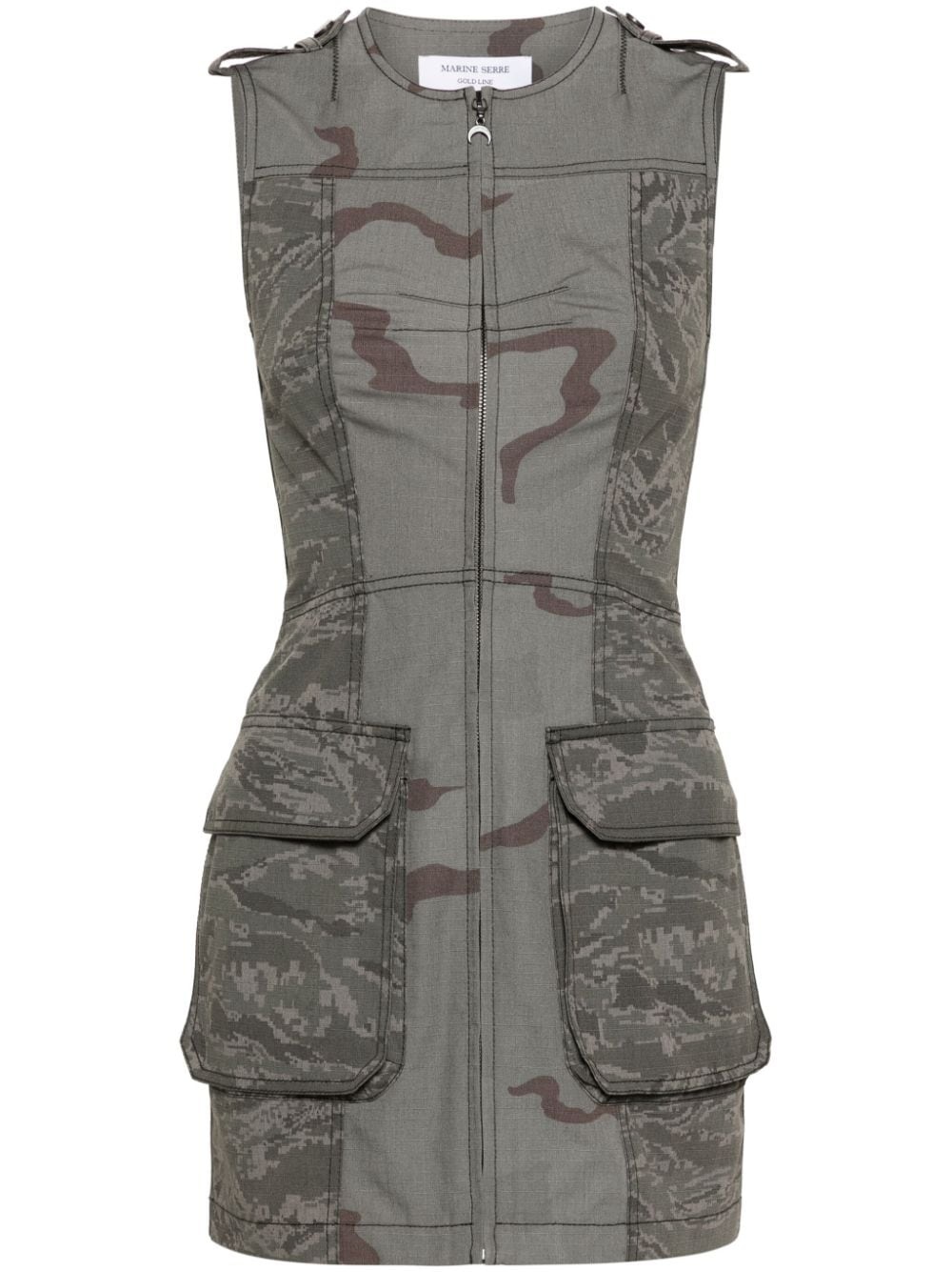 Regenerated camouflage mini dress - 1