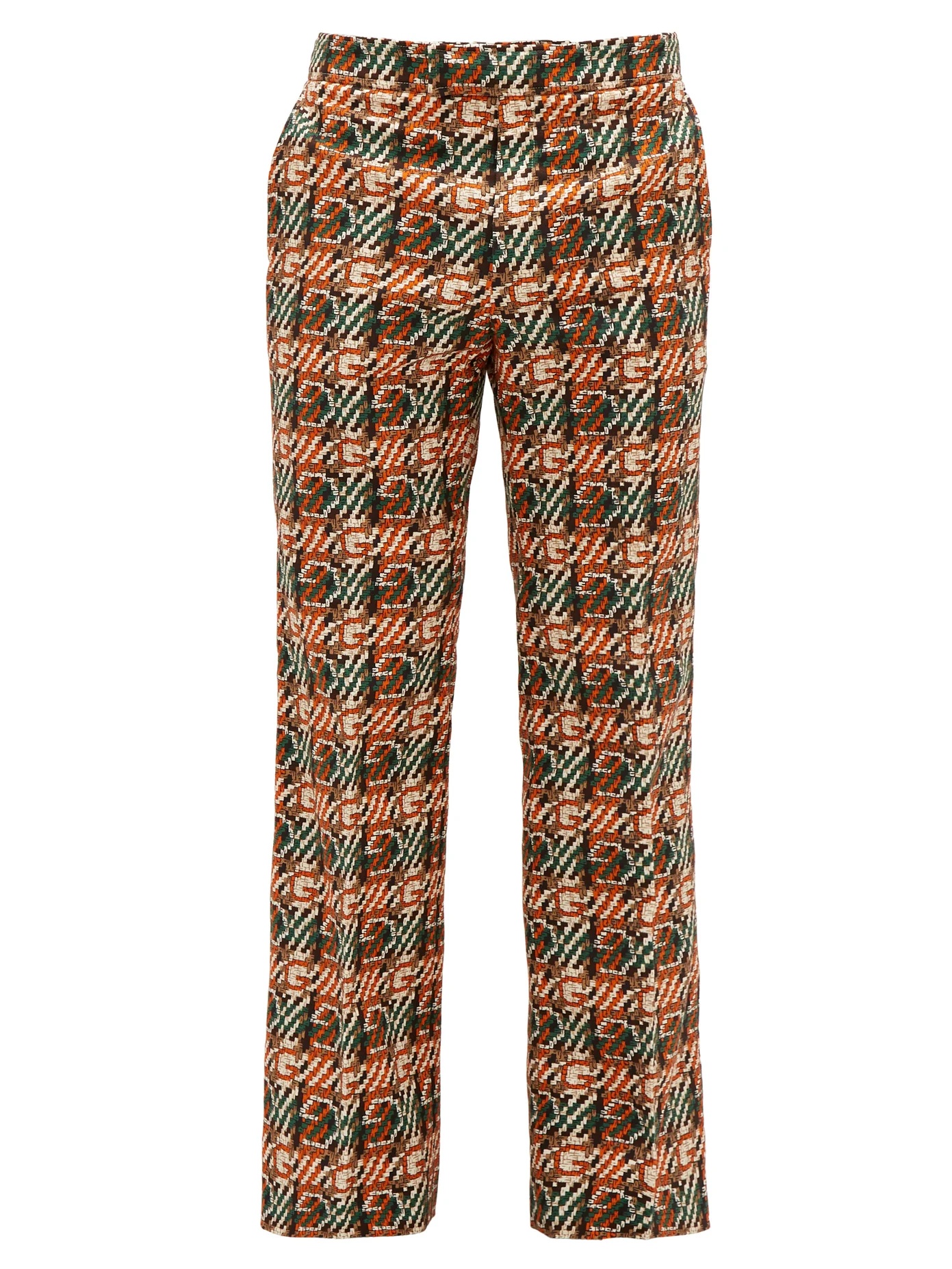 G-check printed cotton-canvas trousers - 1