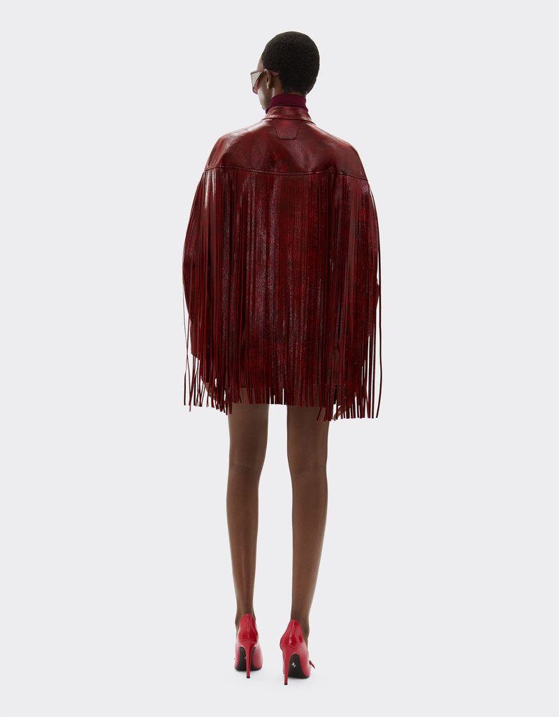 Long leather jacket with fringes 4