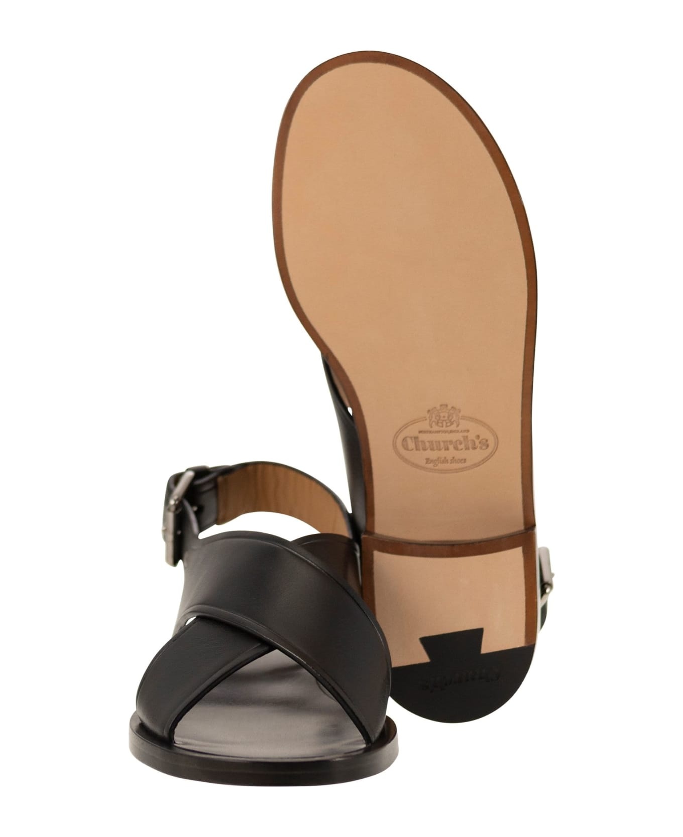 Black Leather Rhonda Sandals - 5