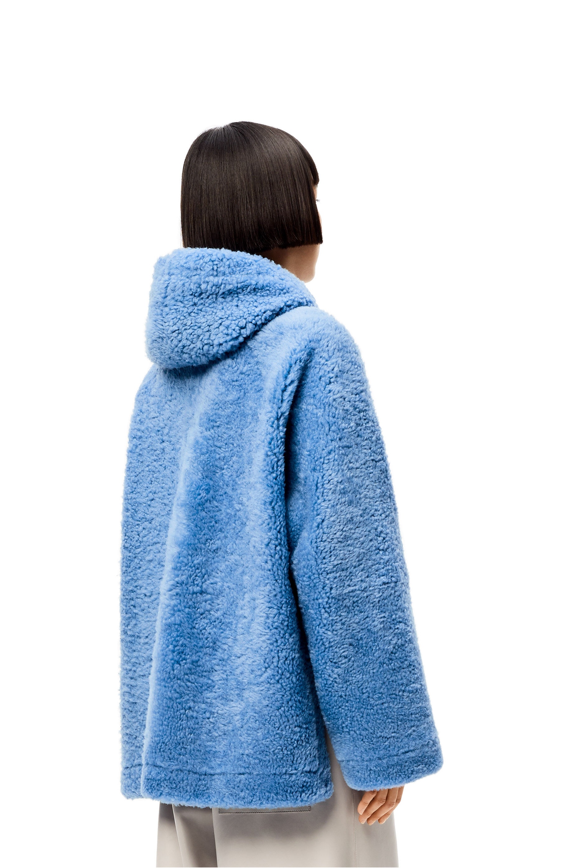 Hooded zip jacket in shearling - 4