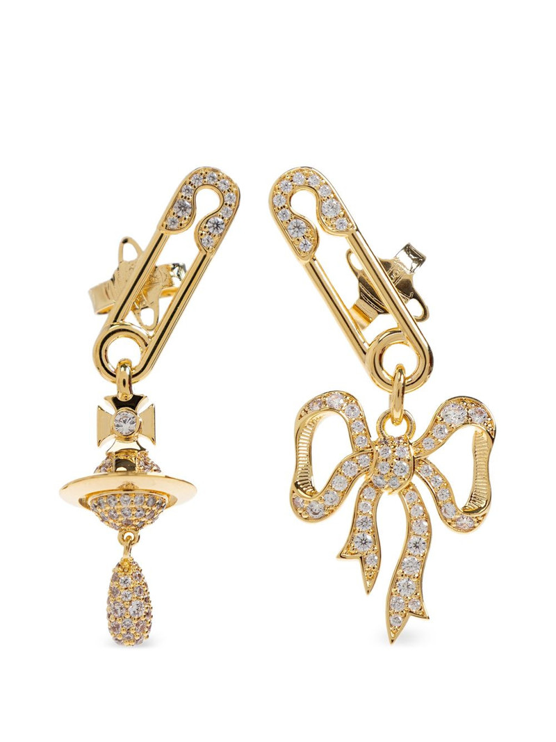safety-pin bow-pendant earrings 1