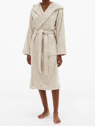 Missoni Rex zigzag-jacquard cotton-terry bathrobe outlook