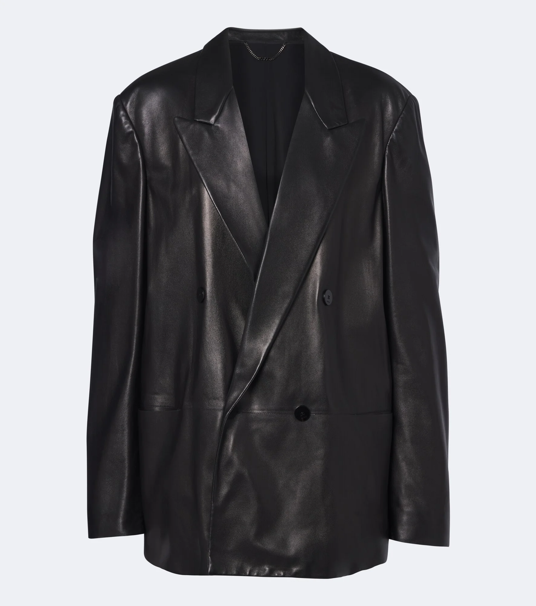Double-breasted leather jacket - 1