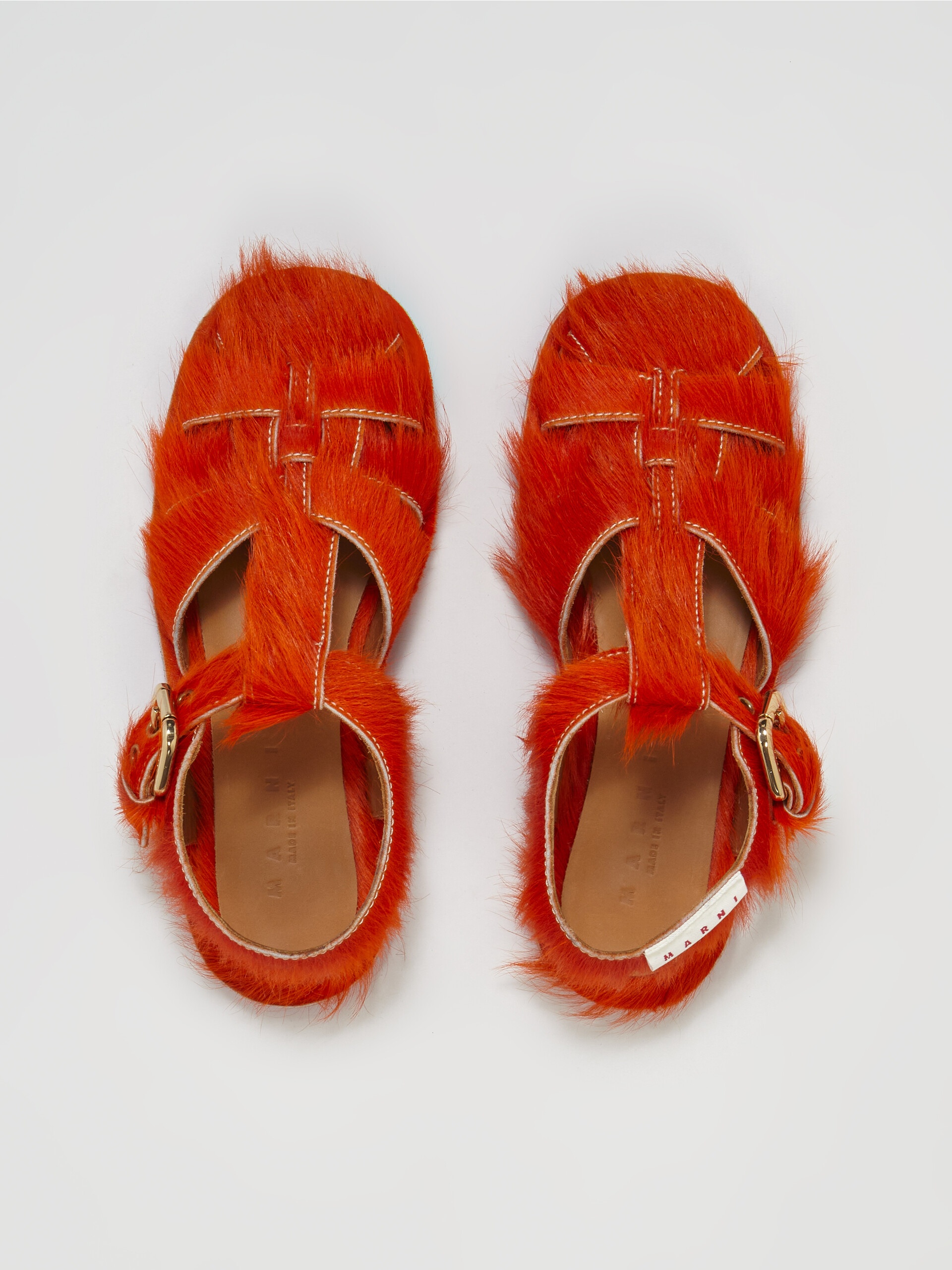 LONG ORANGE CALF HAIR FISHERMAN'S SANDAL - 4