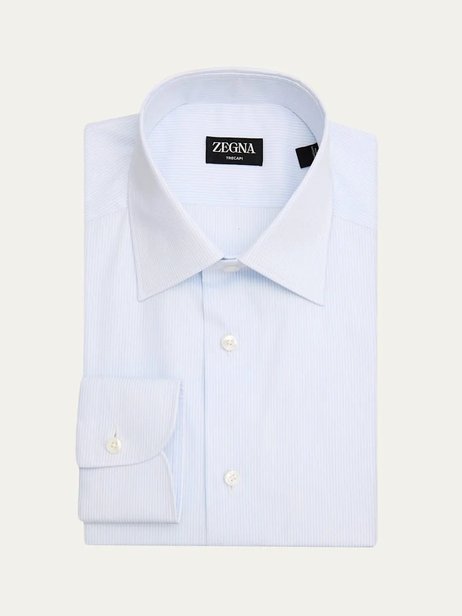 Men's Micro-Stripe Trecapi Cotton Dress Shirt - 1