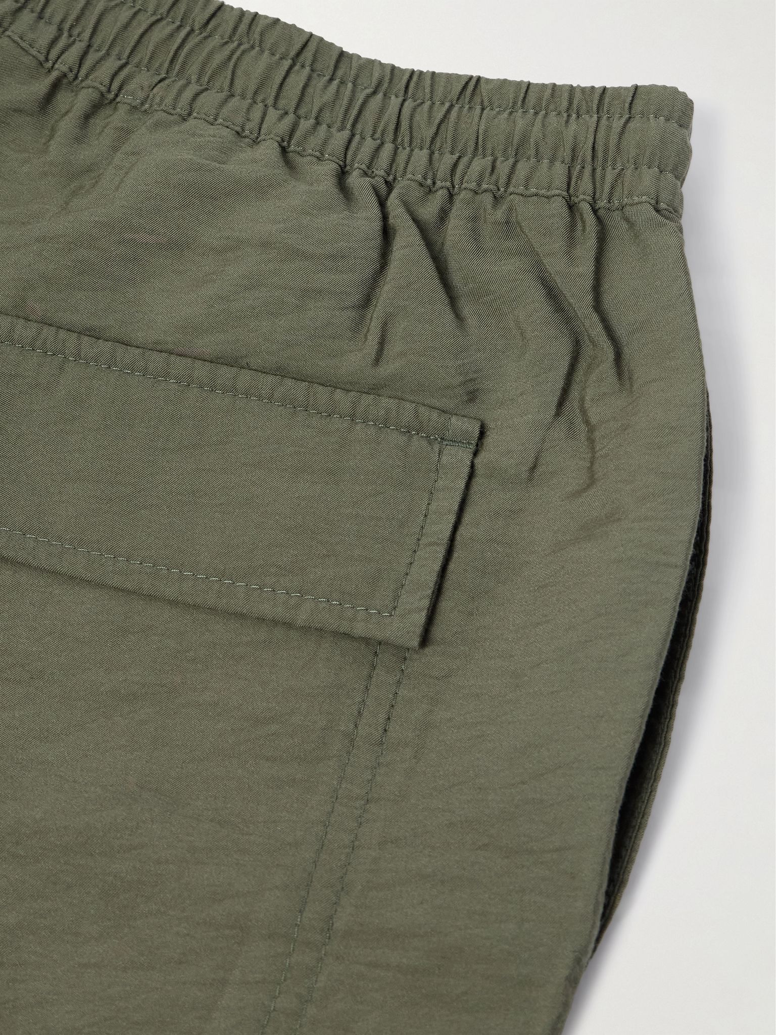 Ryder 5971 Straight-Leg Crinkled TENCEL™ Modal-Blend Drawstring Shorts Green - 5