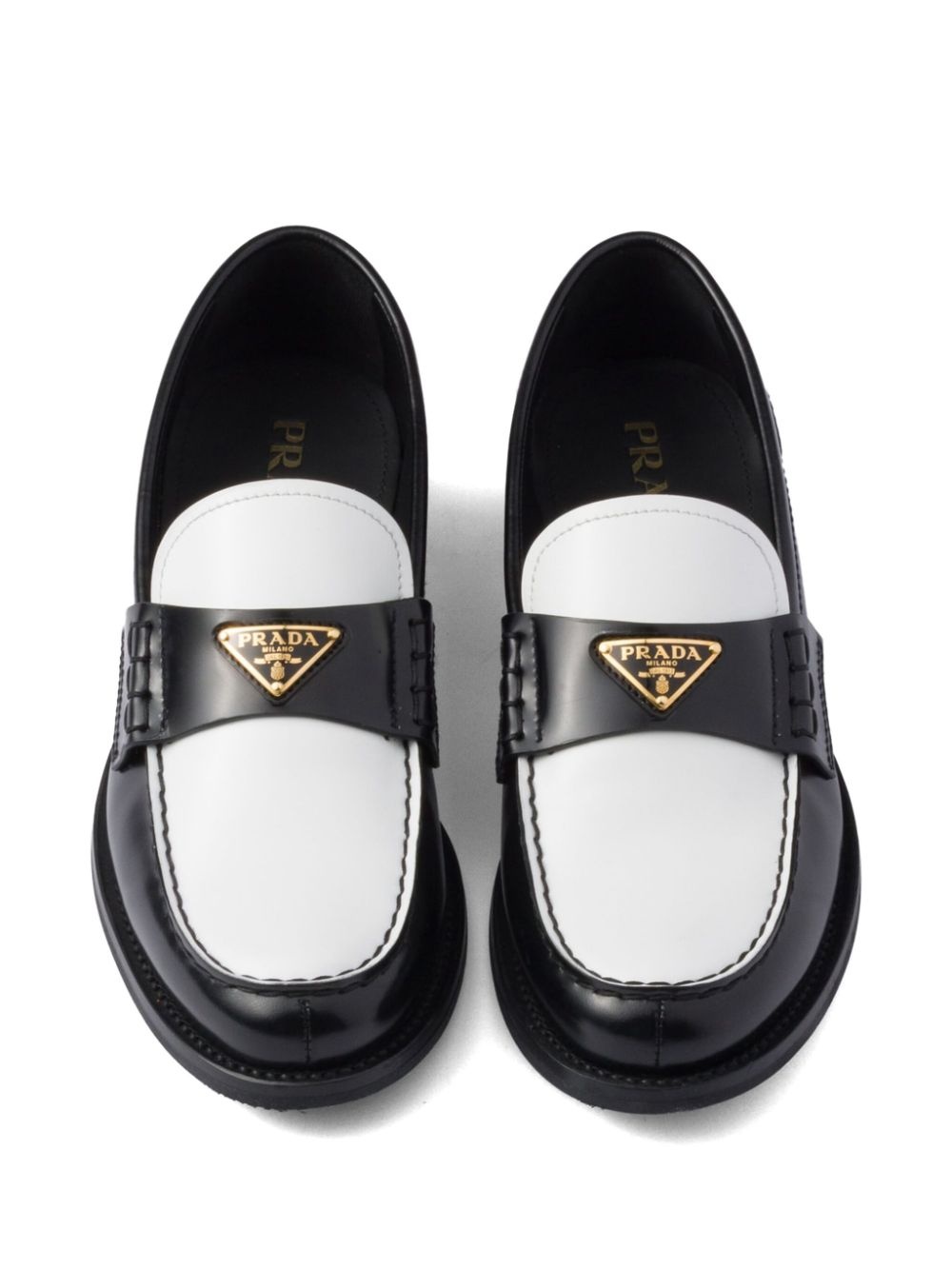 two-tone brushed-leather loafers - 4