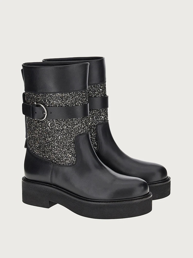 CRYSTAL EMBELLISHED BIKER BOOT - 2