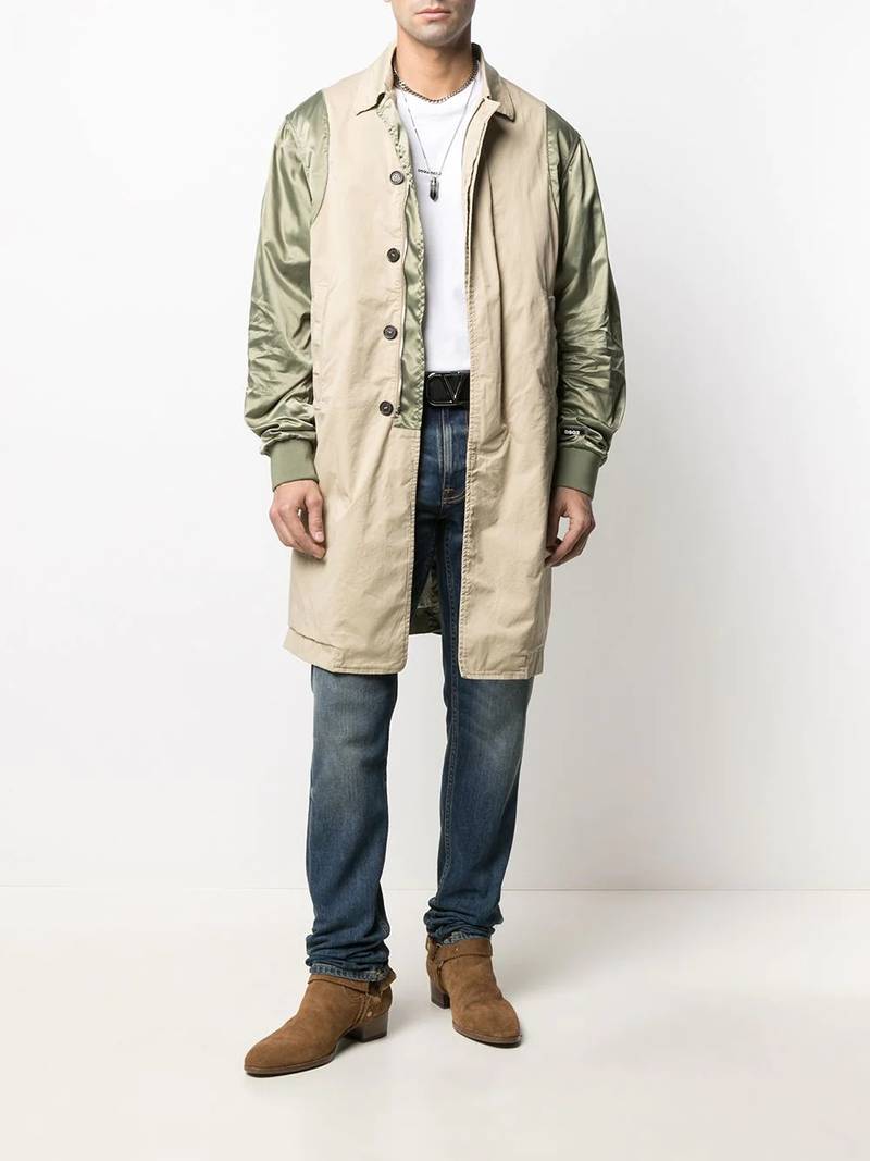 DSQUARED2 contrast-sleeve single-breasted coat outlook