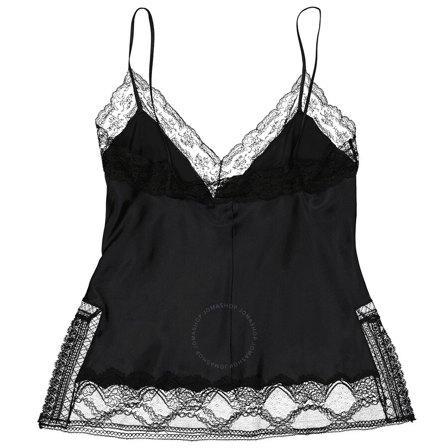 Open Box - Burberry Black Satin And Lace Camisole With Bottle Cap Detail, Brand Size 2 (US Size 0) - 2