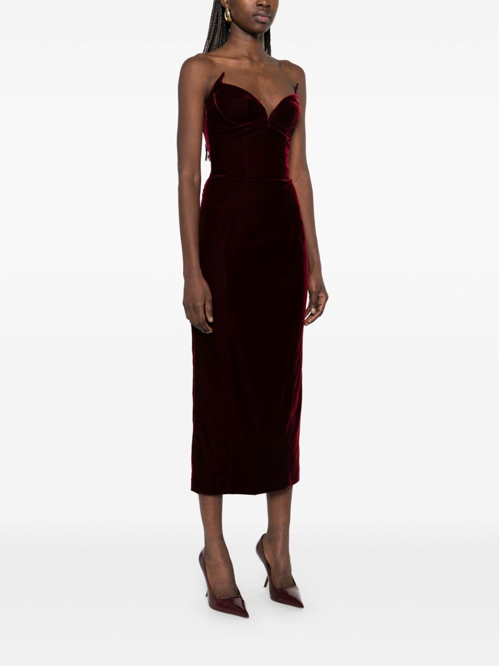 strapless velvet maxi dress - 3