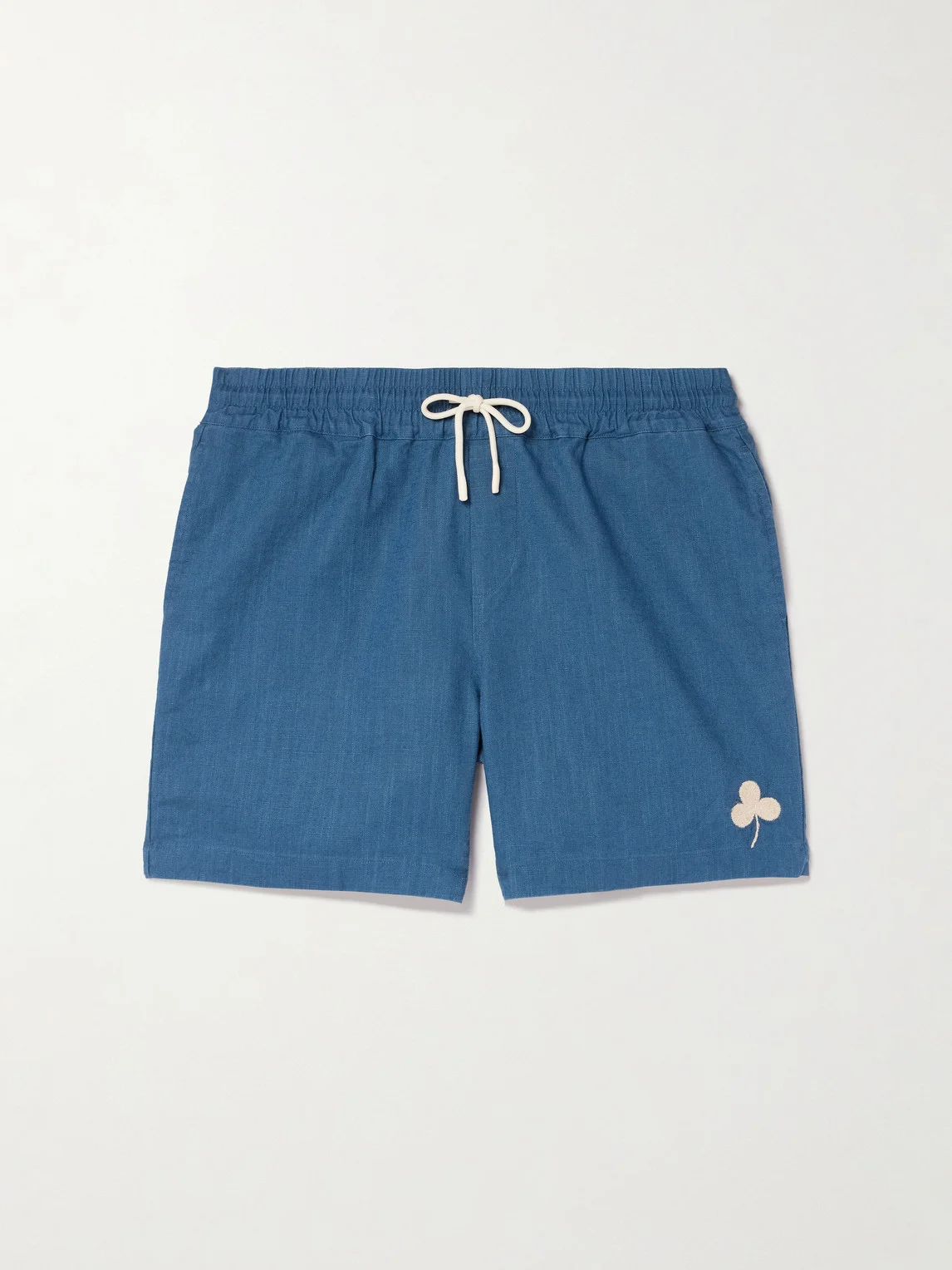 Straight-Leg Embroidered Ramie Drawstring Shorts - 1