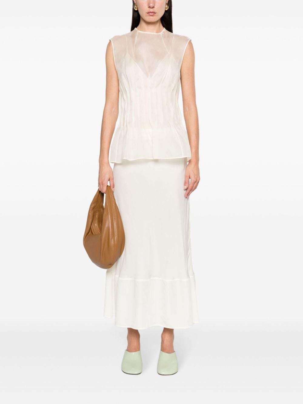 semi-sheer A-line midi skirt - 2
