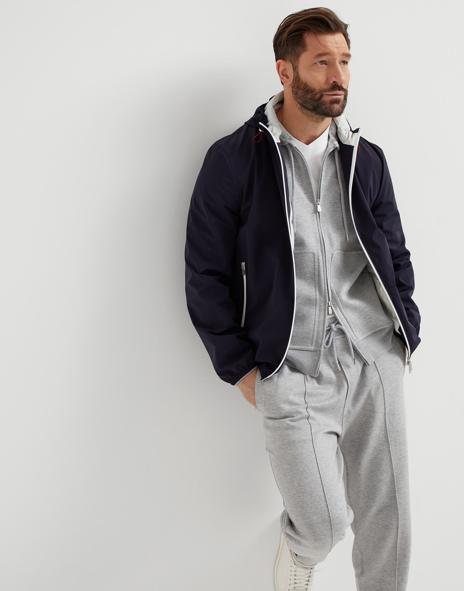 Bonded nylon hooded outerwear jacket with logo - 4