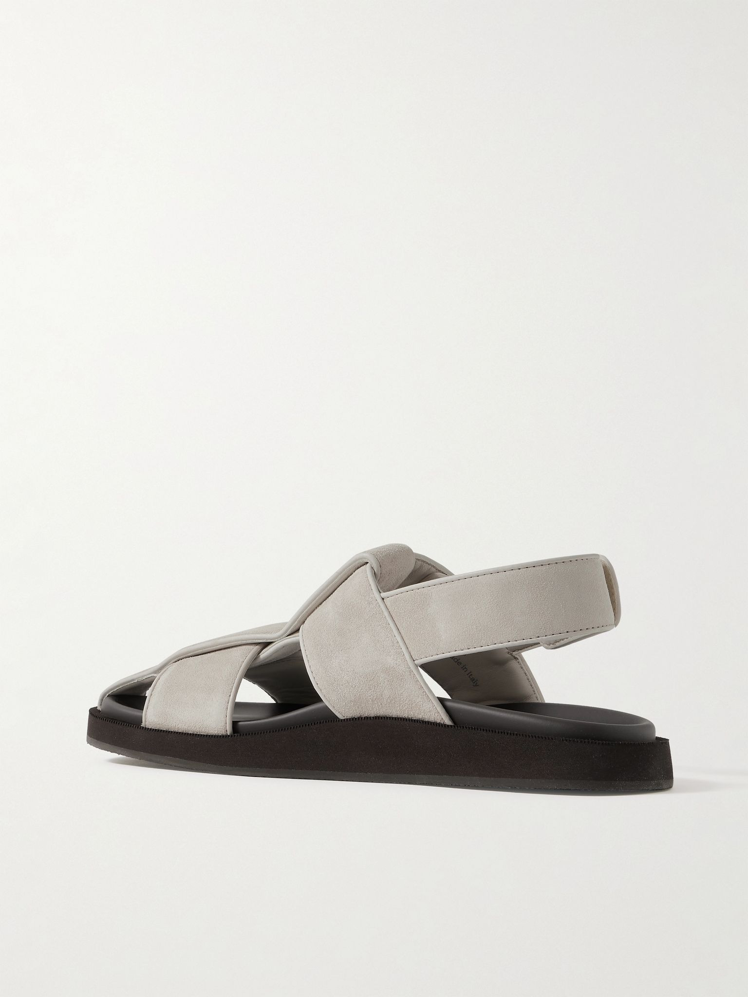 Milford Leather-Trimmed Suede Sandals Gray - 4