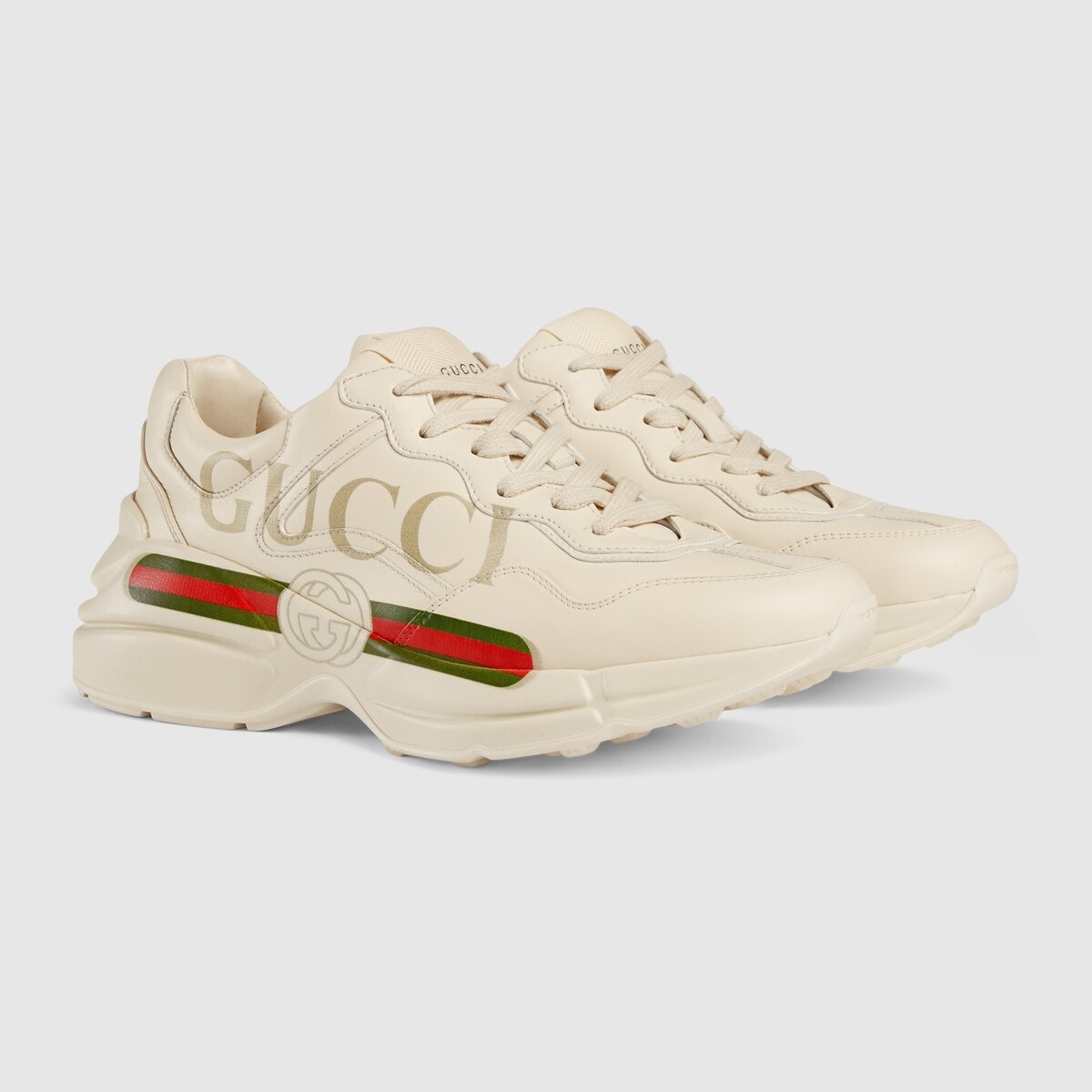 Women's Rhyton Gucci logo leather sneaker - 2