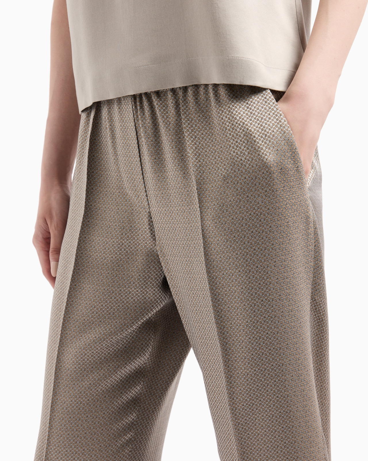STRAIGHT-CUT JACQUARD VISCOSE AND CUPRO TROUSERS - 4