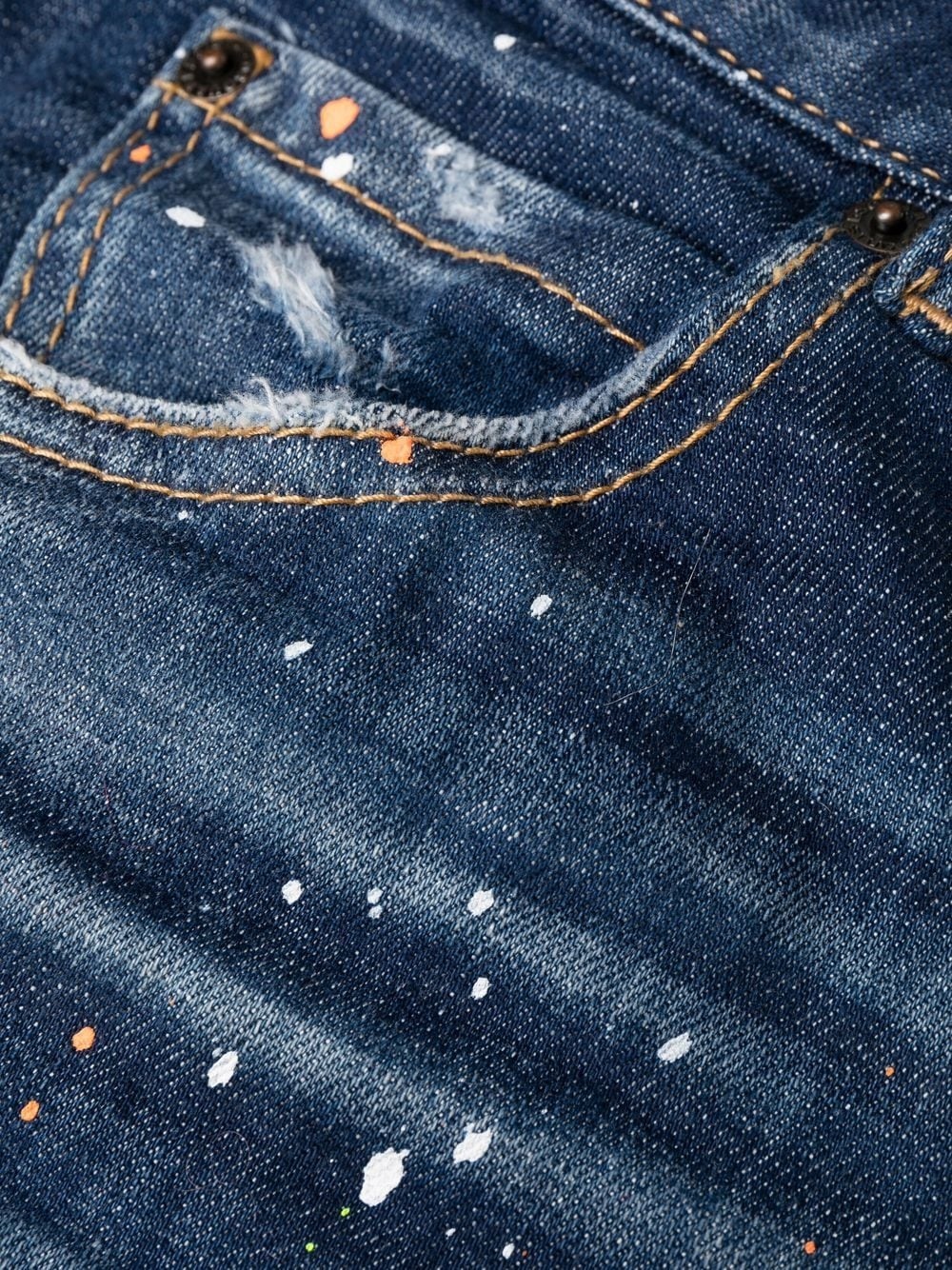 low-rise paint-splatter jeans - 5