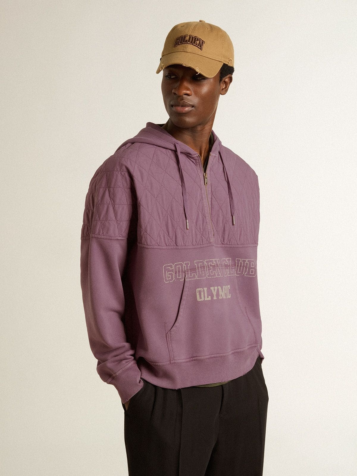 Unisex mauve cotton sweatshirt with print on the front - 2