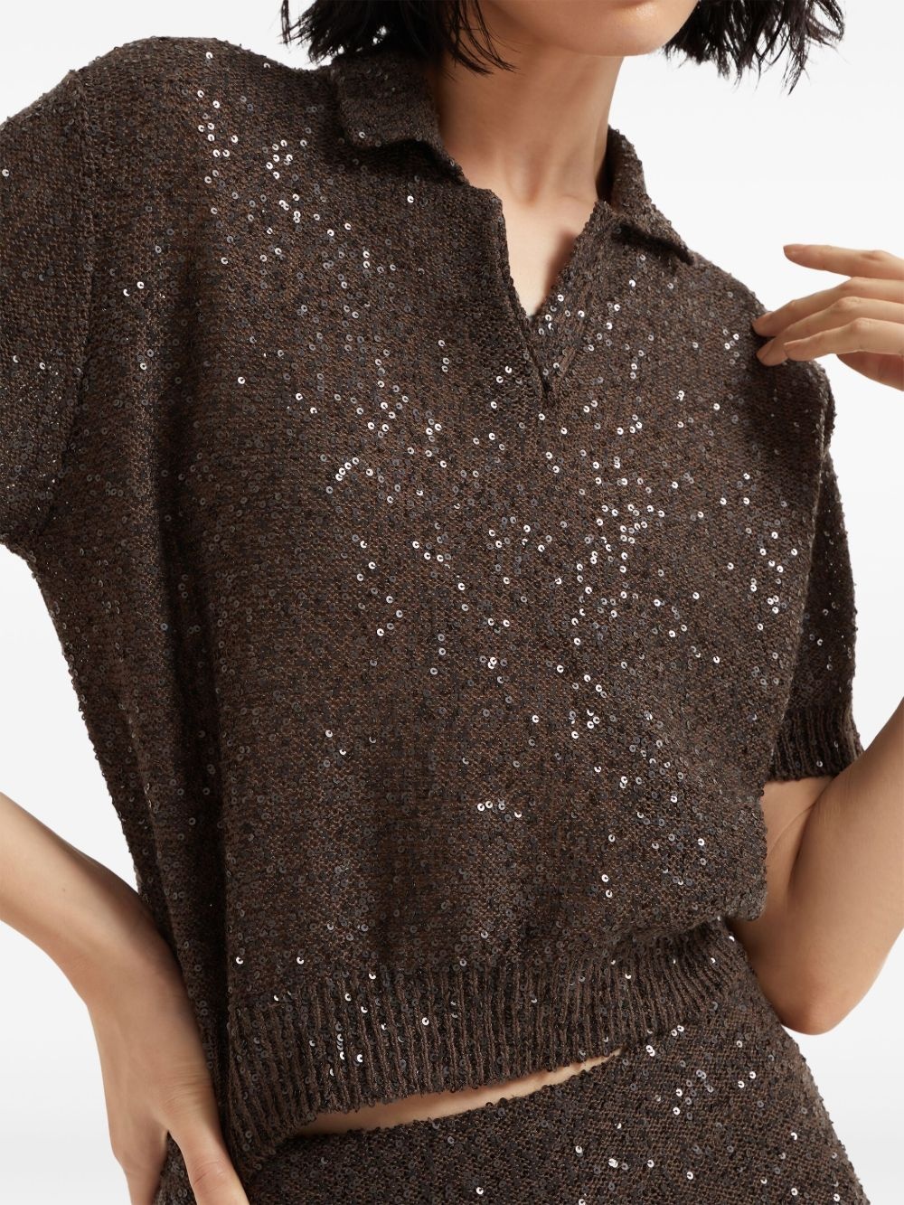 sequinned polo top - 5