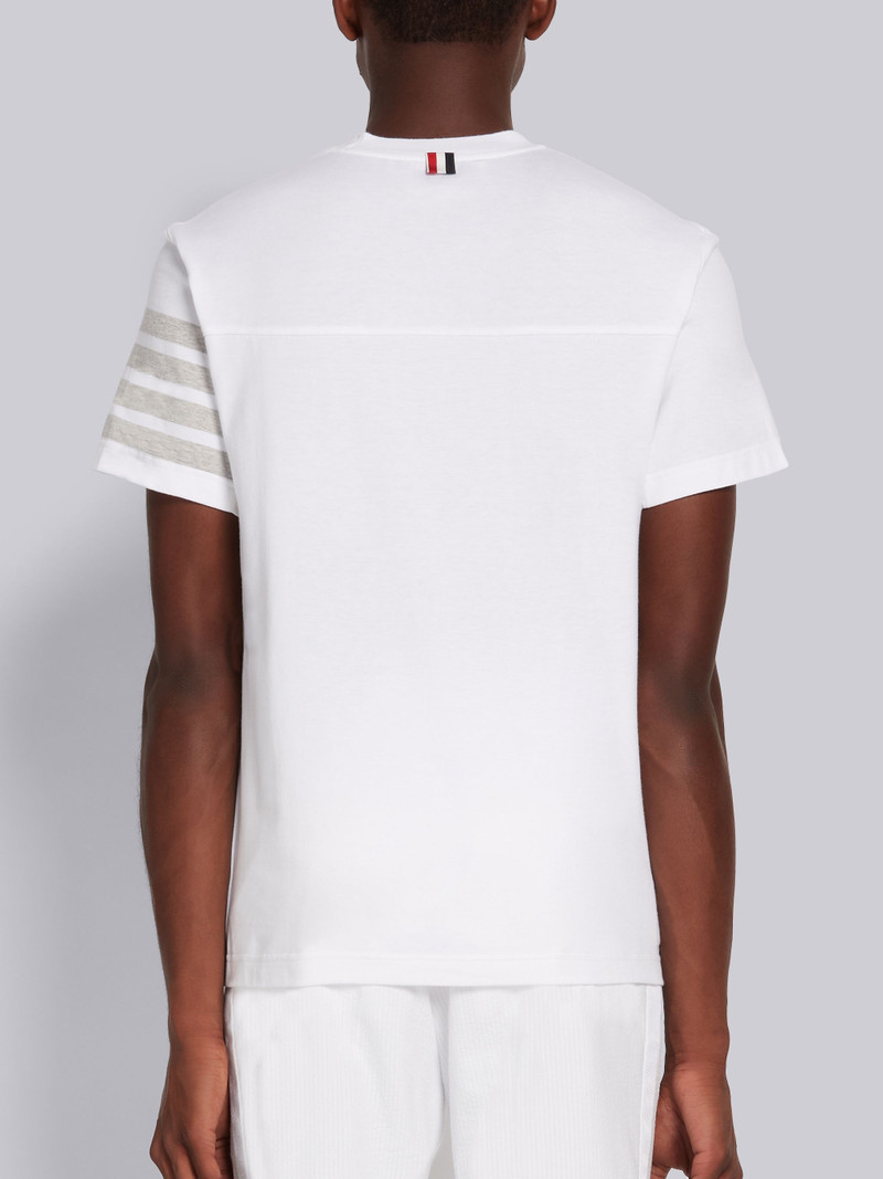 White Cotton Jersey 4-Bar Short Sleeve Yoke Seam Tee 3