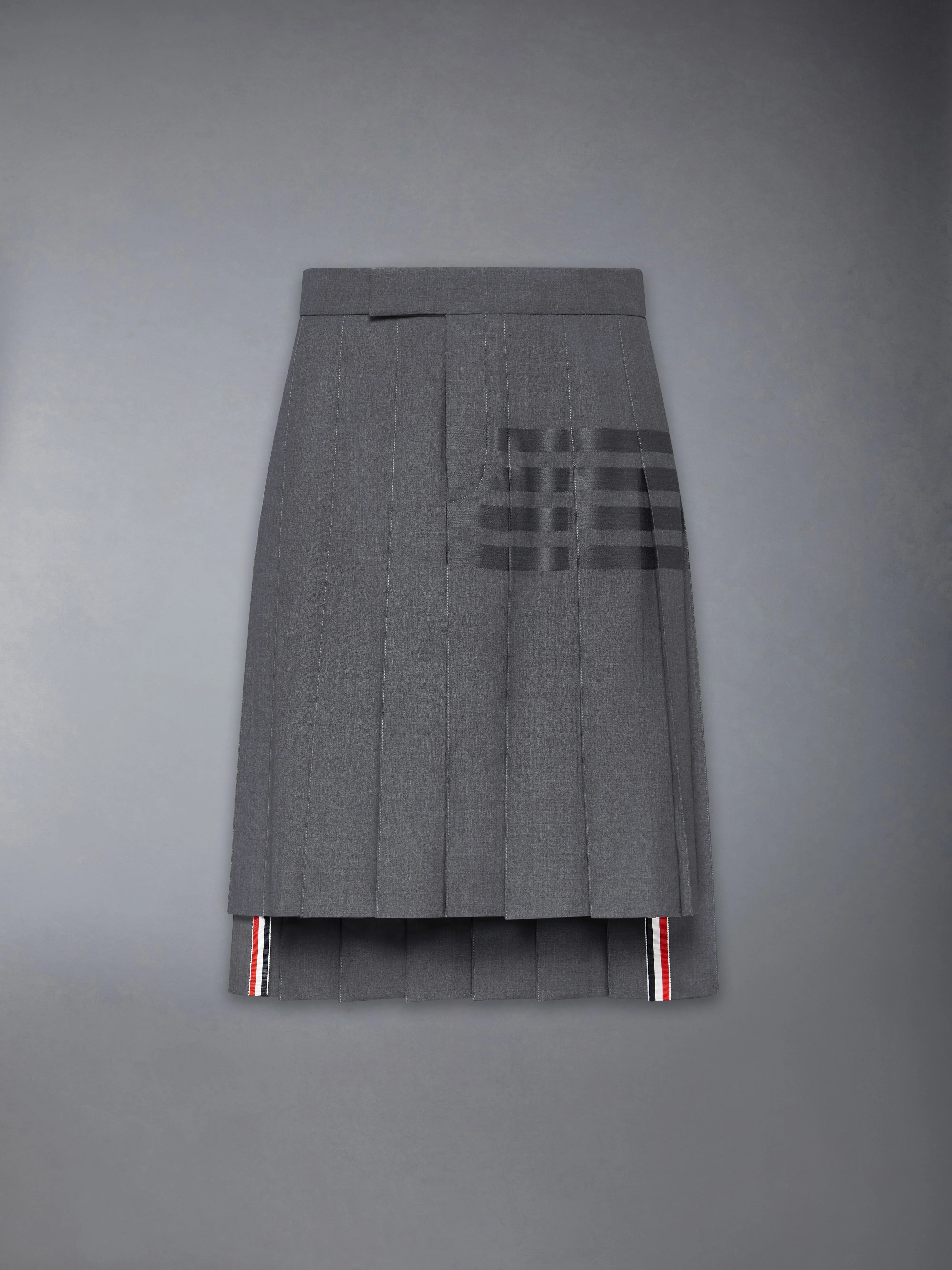 PLAIN WEAVE 4-BAR CLASSIC BACKSTRAP PLEATED SKIRT - 1