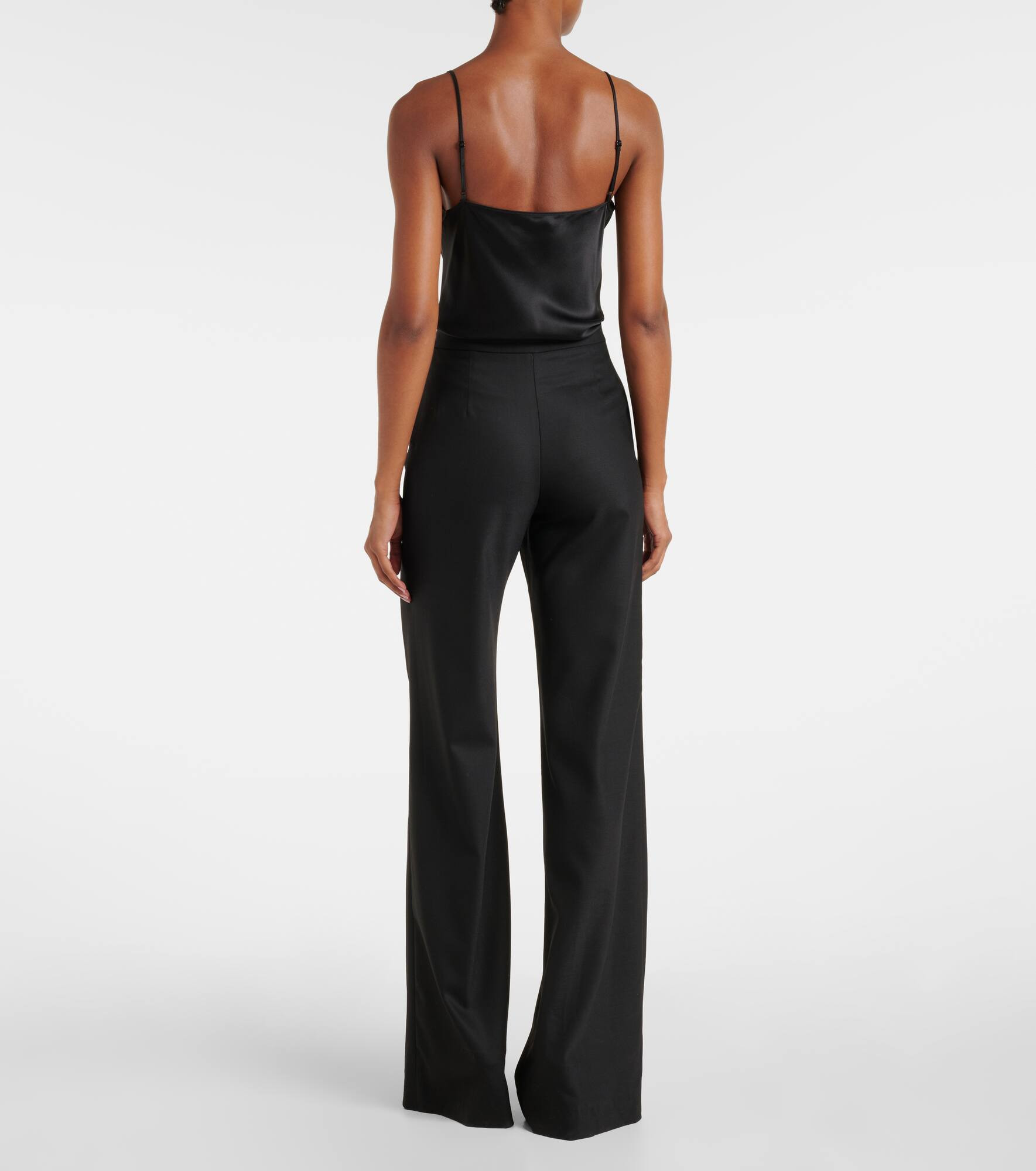 Pleated wool-blend wide-leg pants - 3