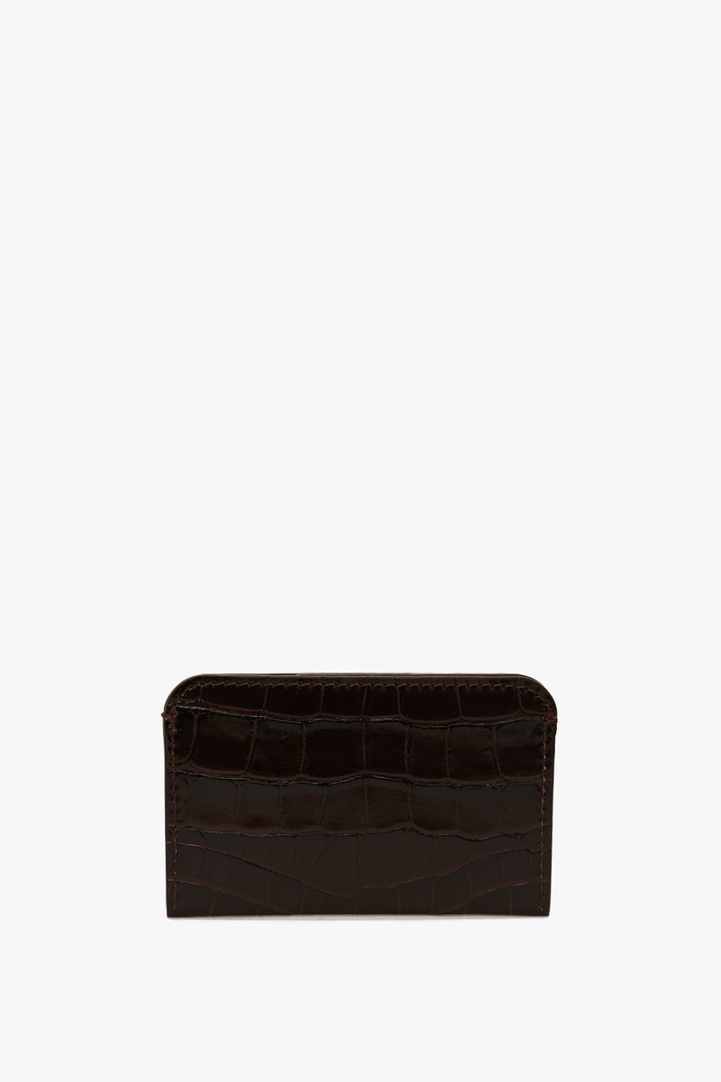 Victoria Beckham Envelope Card Holder In Espresso Croc Embossed Leather outlook